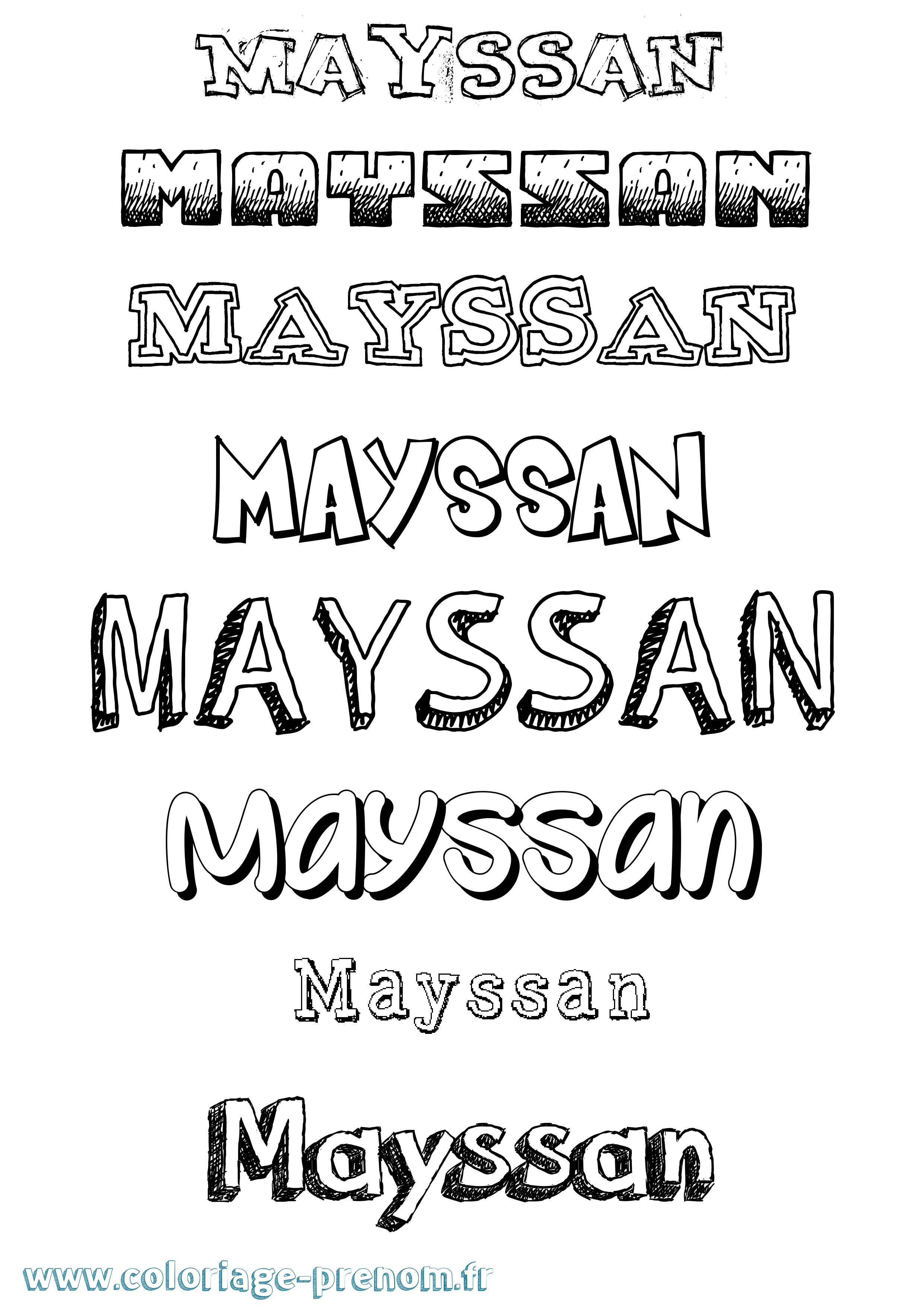 Coloriage prénom Mayssan Dessiné