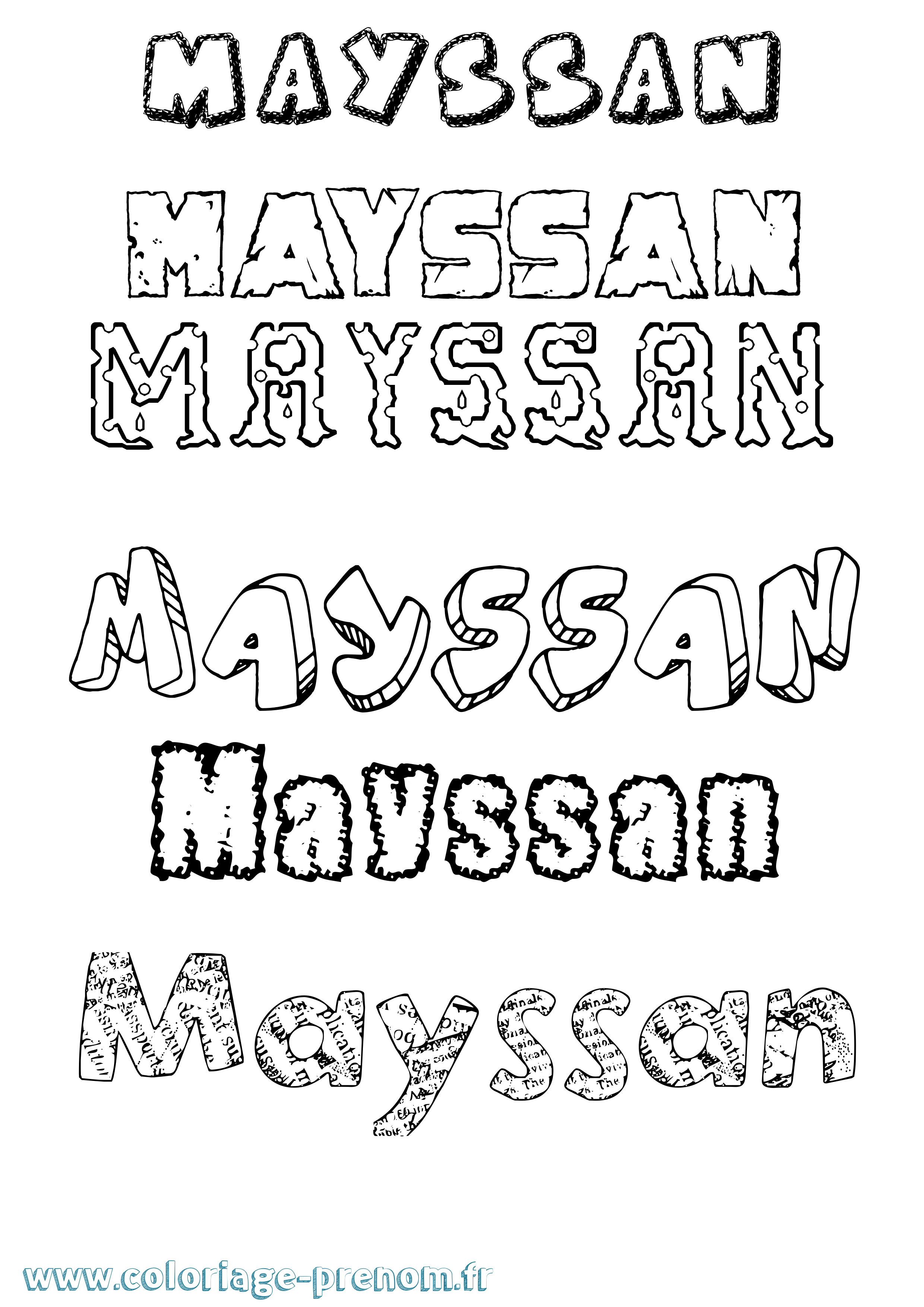 Coloriage prénom Mayssan Destructuré