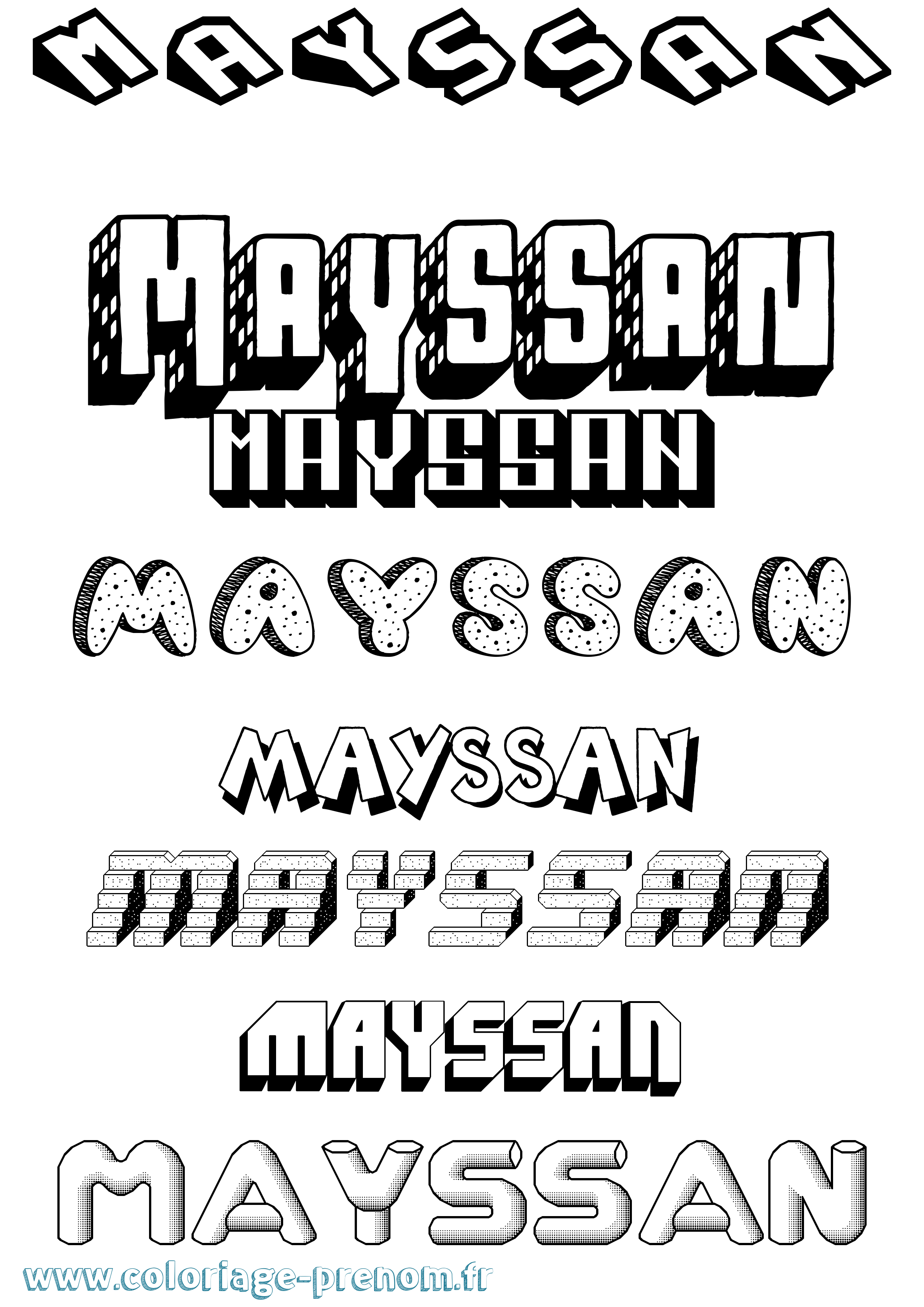 Coloriage prénom Mayssan Effet 3D