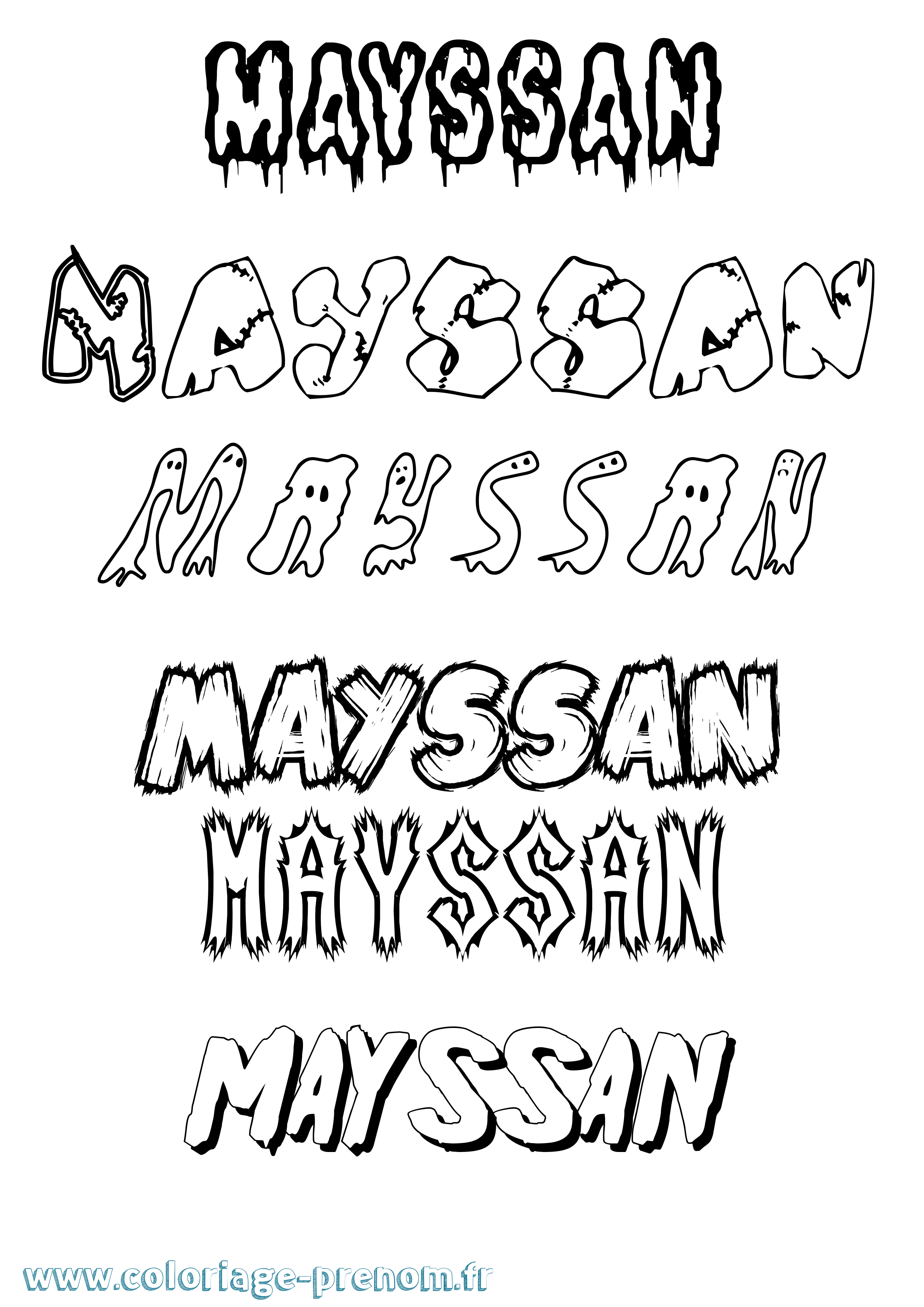 Coloriage prénom Mayssan Frisson