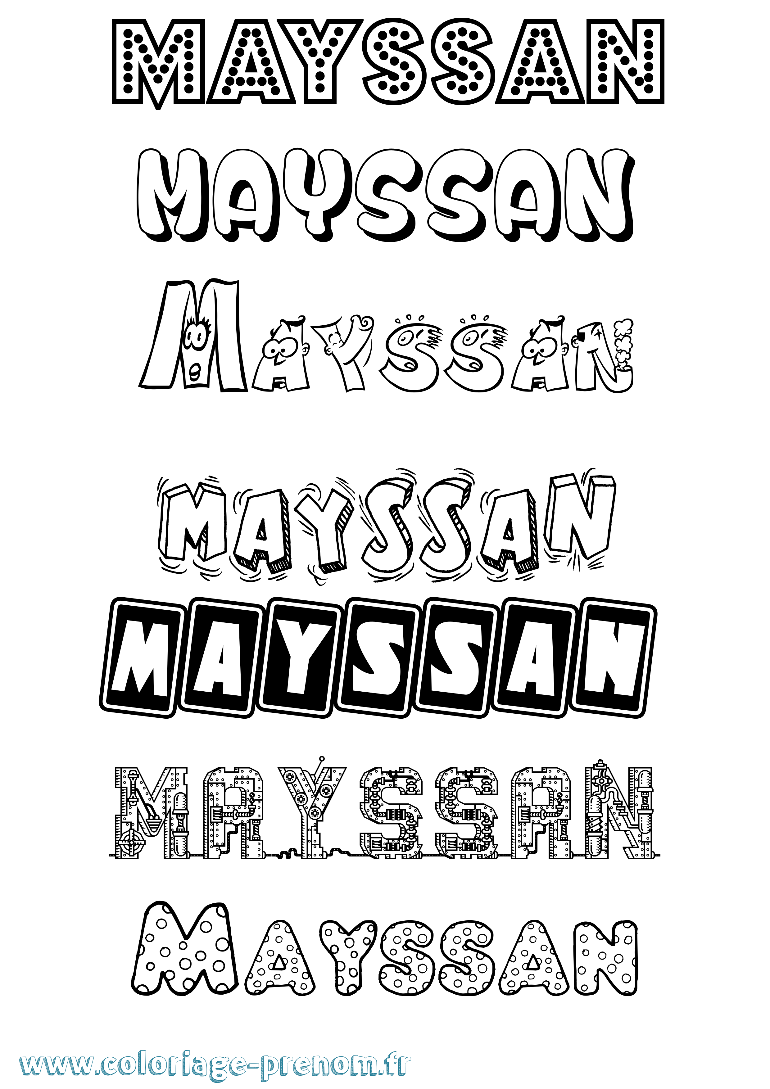 Coloriage prénom Mayssan Fun