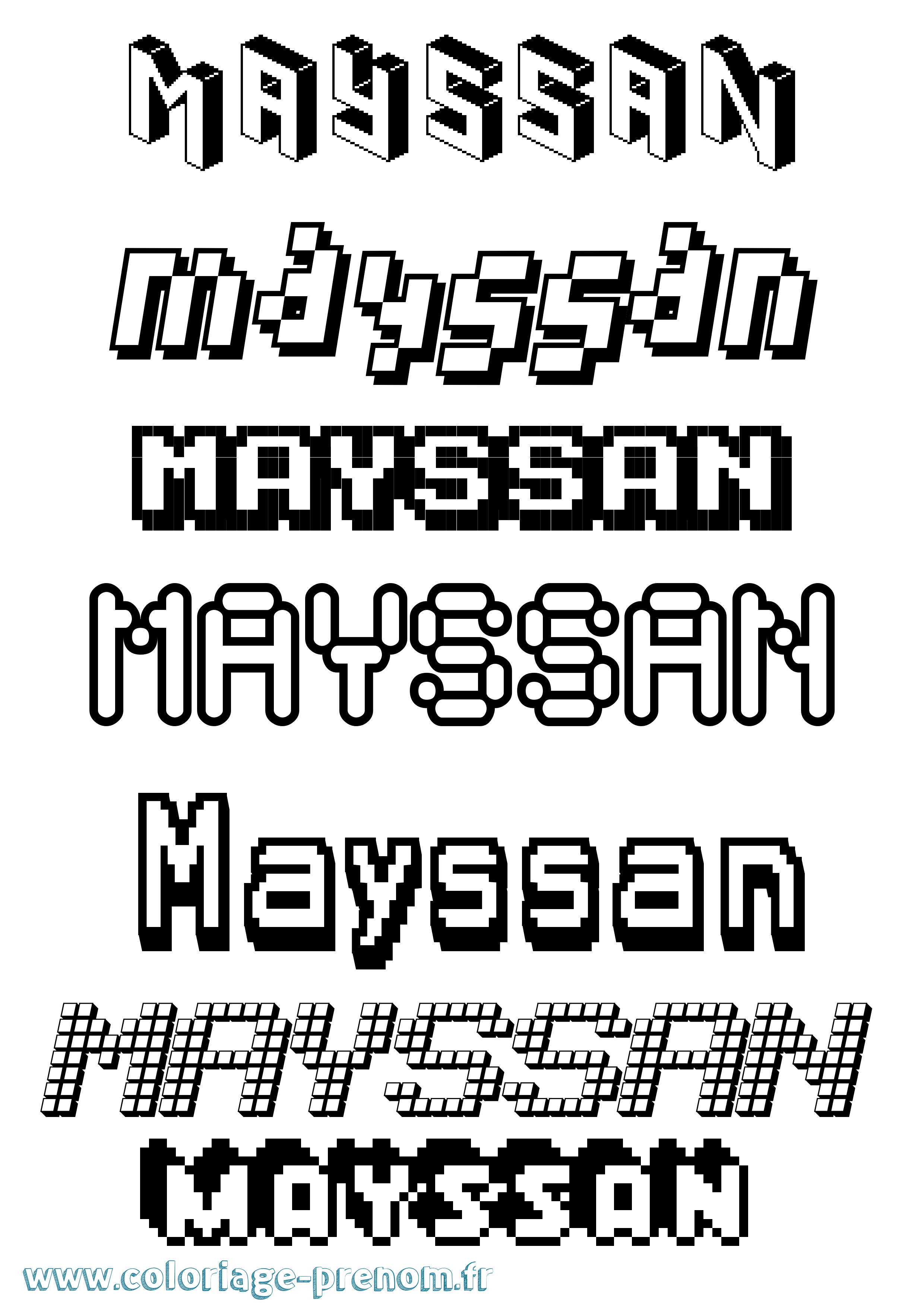Coloriage prénom Mayssan Pixel