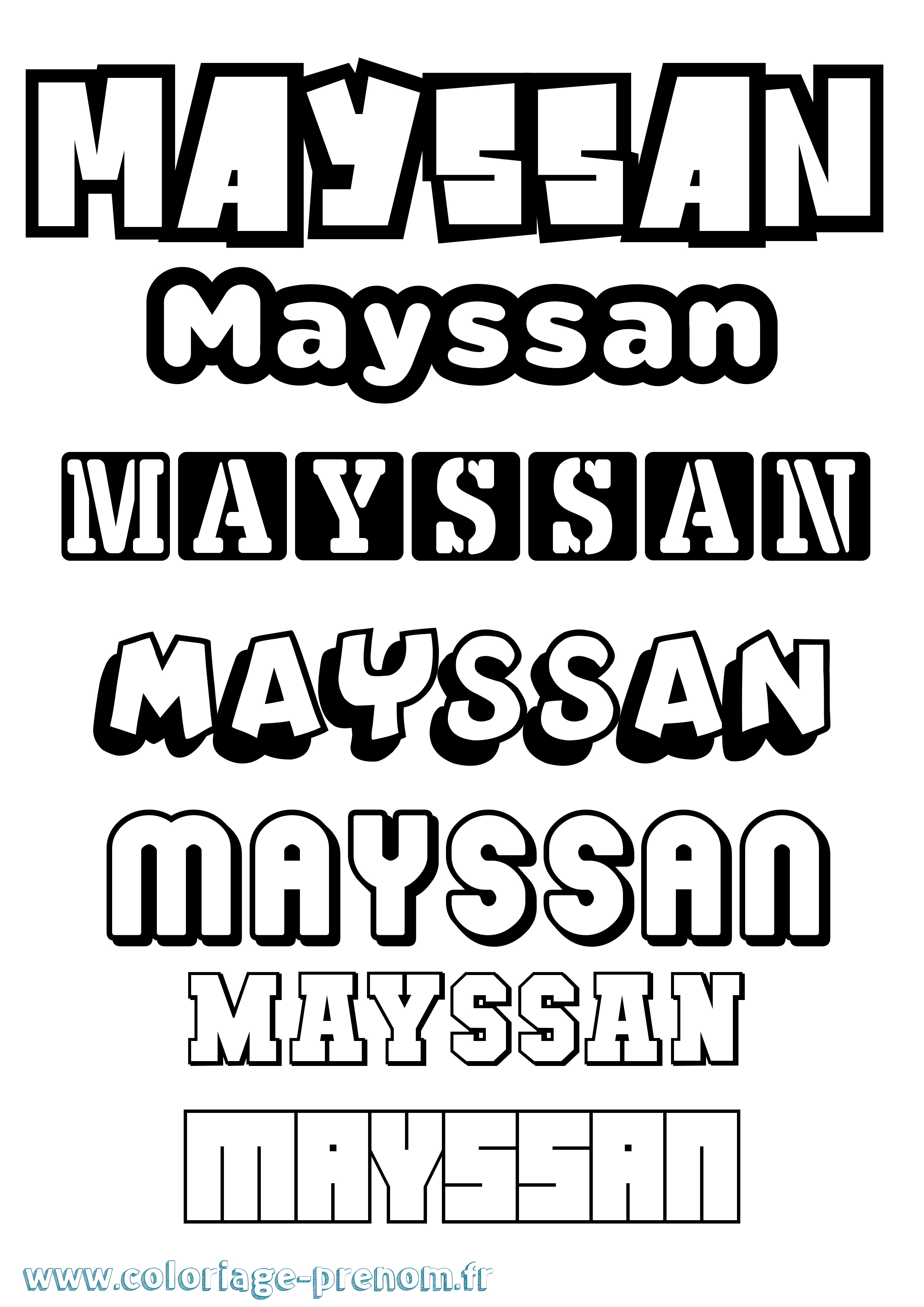 Coloriage prénom Mayssan Simple