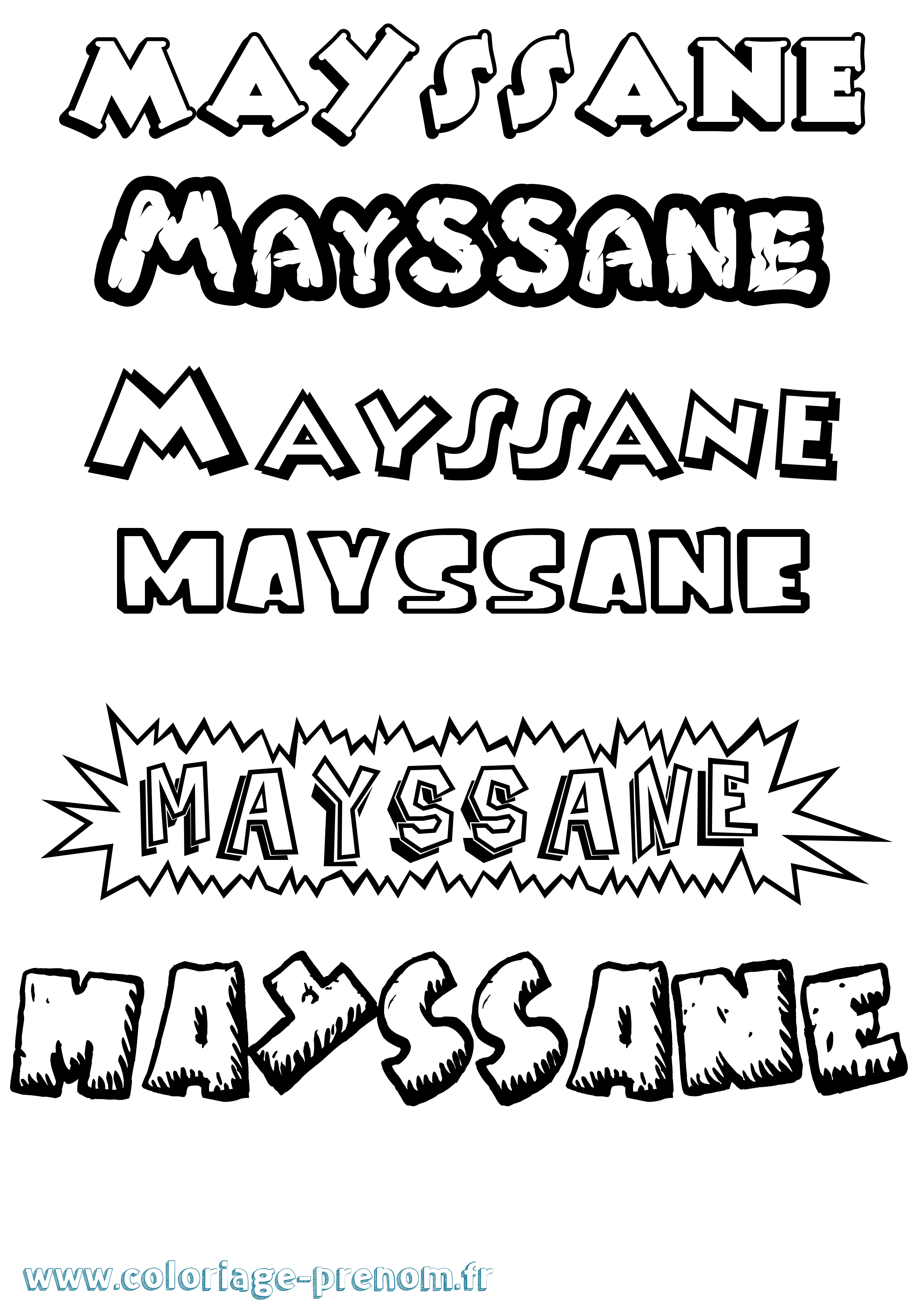 Coloriage prénom Mayssane Dessin Animé