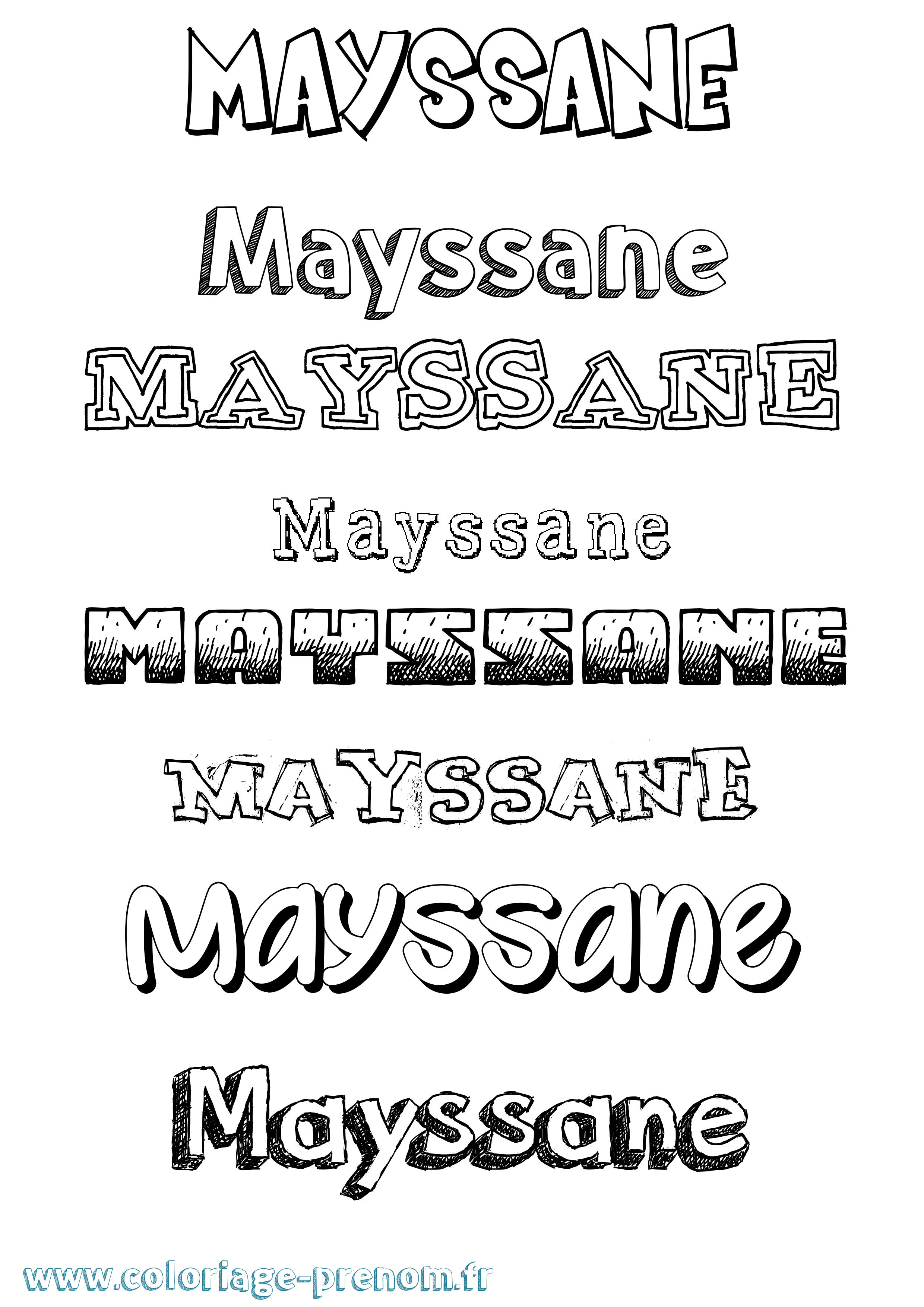 Coloriage prénom Mayssane Dessiné