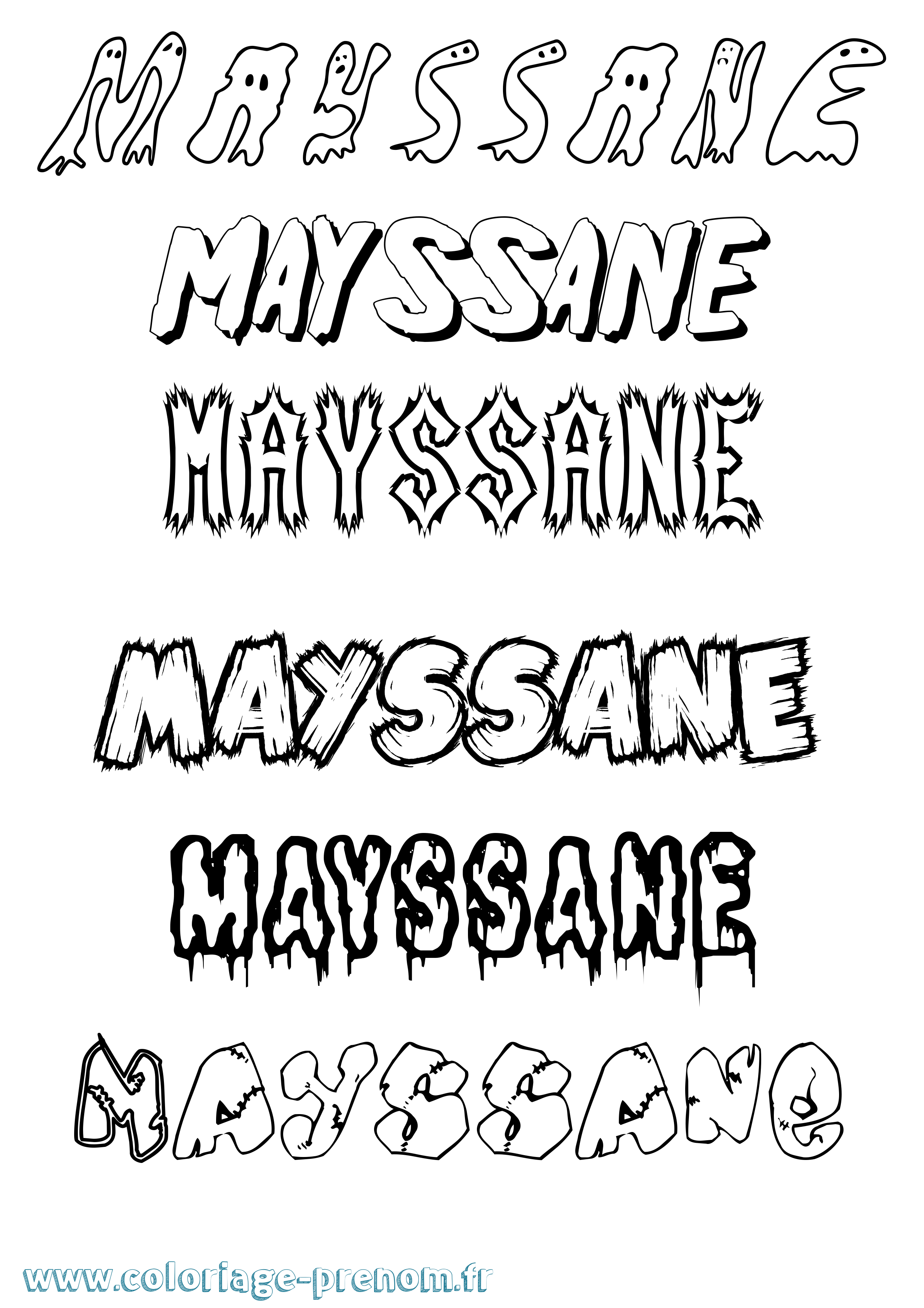 Coloriage prénom Mayssane Frisson