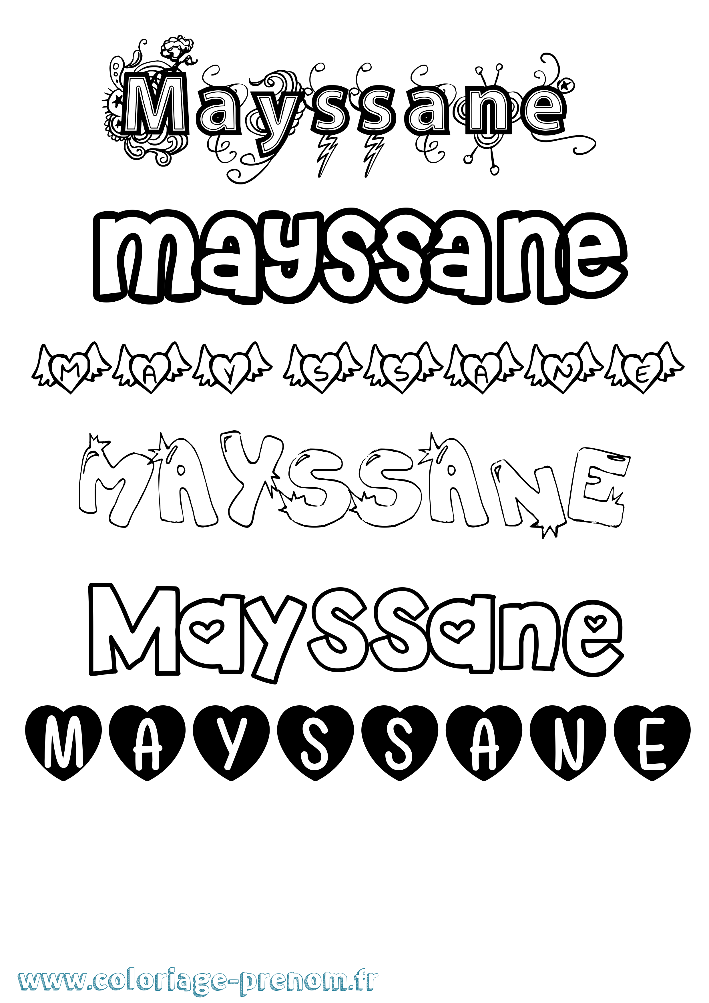 Coloriage prénom Mayssane Girly