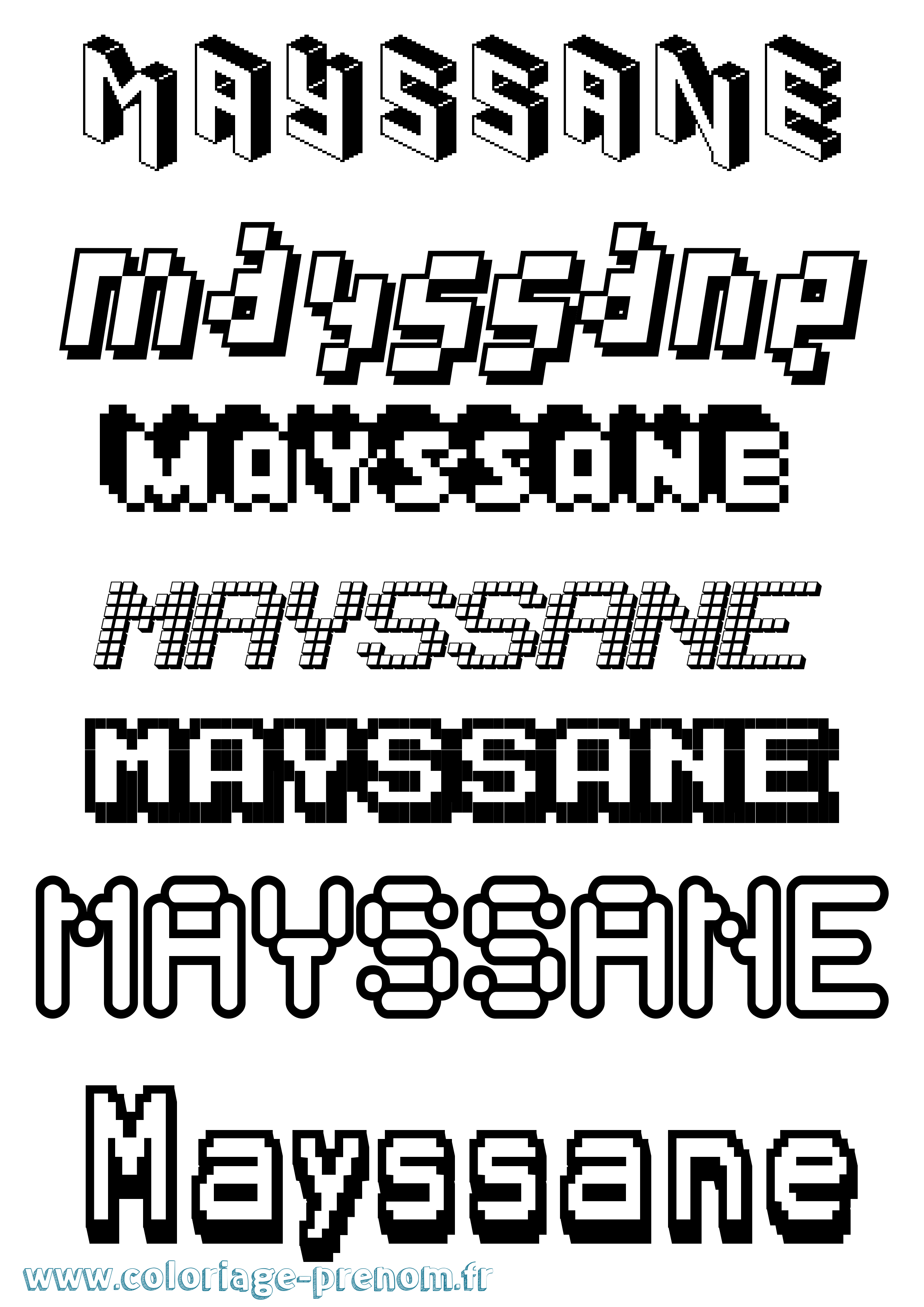 Coloriage prénom Mayssane Pixel