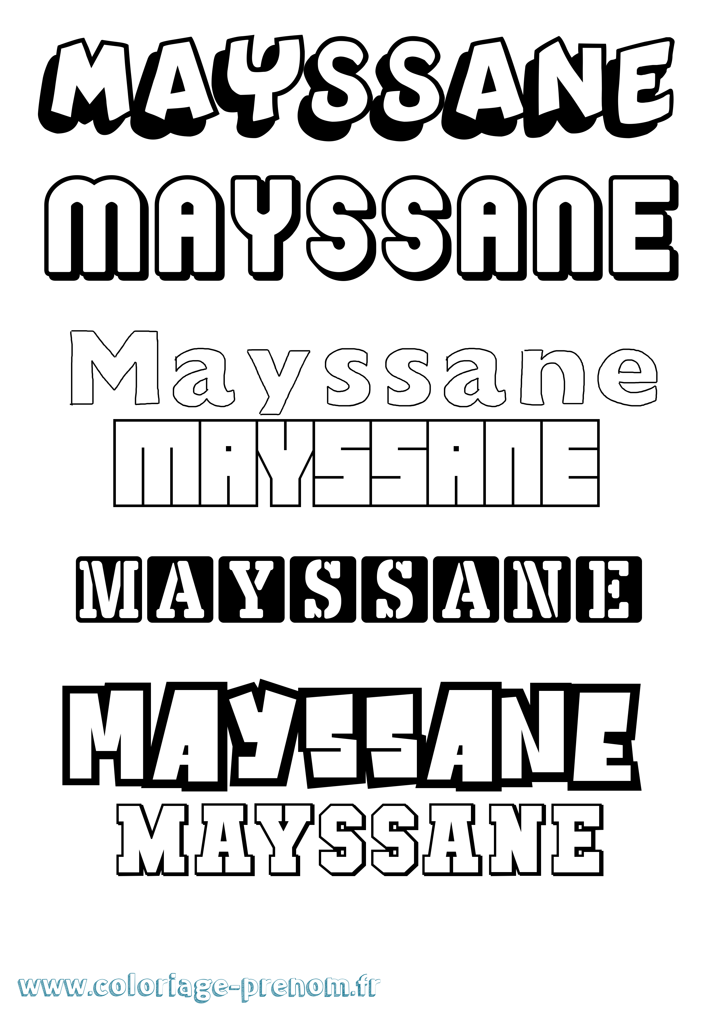 Coloriage prénom Mayssane Simple