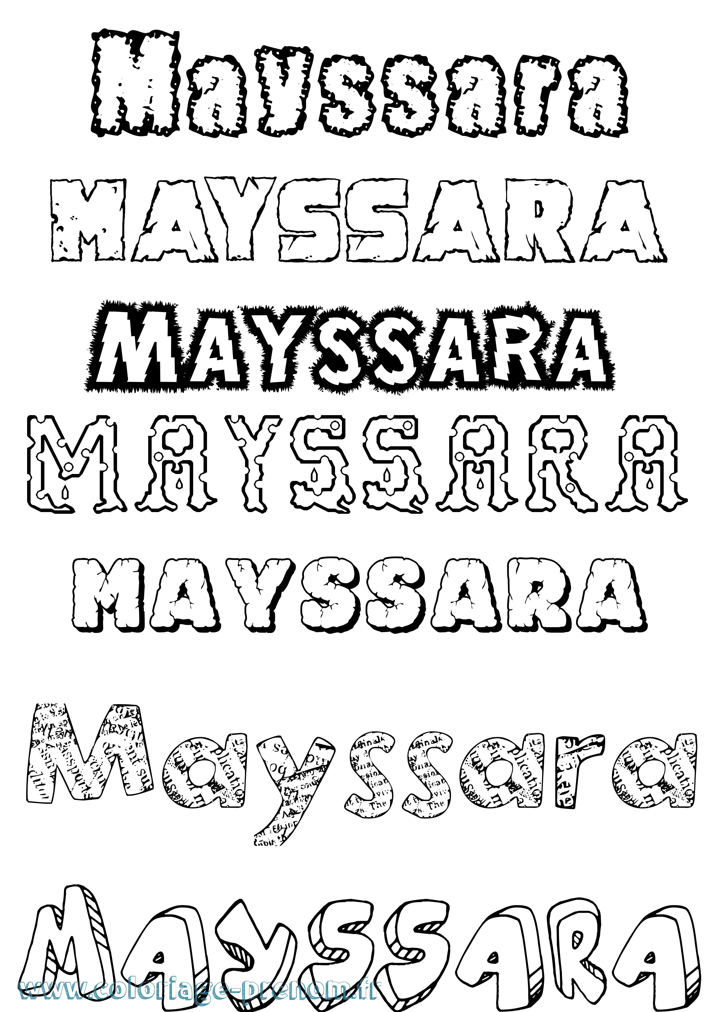 Coloriage prénom Mayssara Destructuré