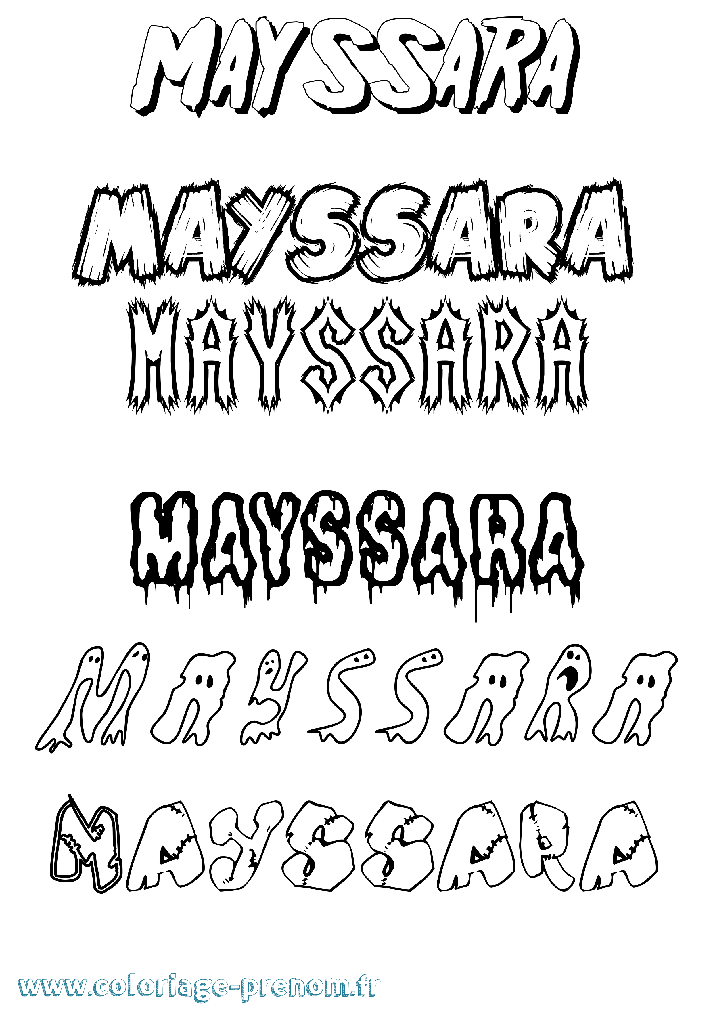 Coloriage prénom Mayssara Frisson