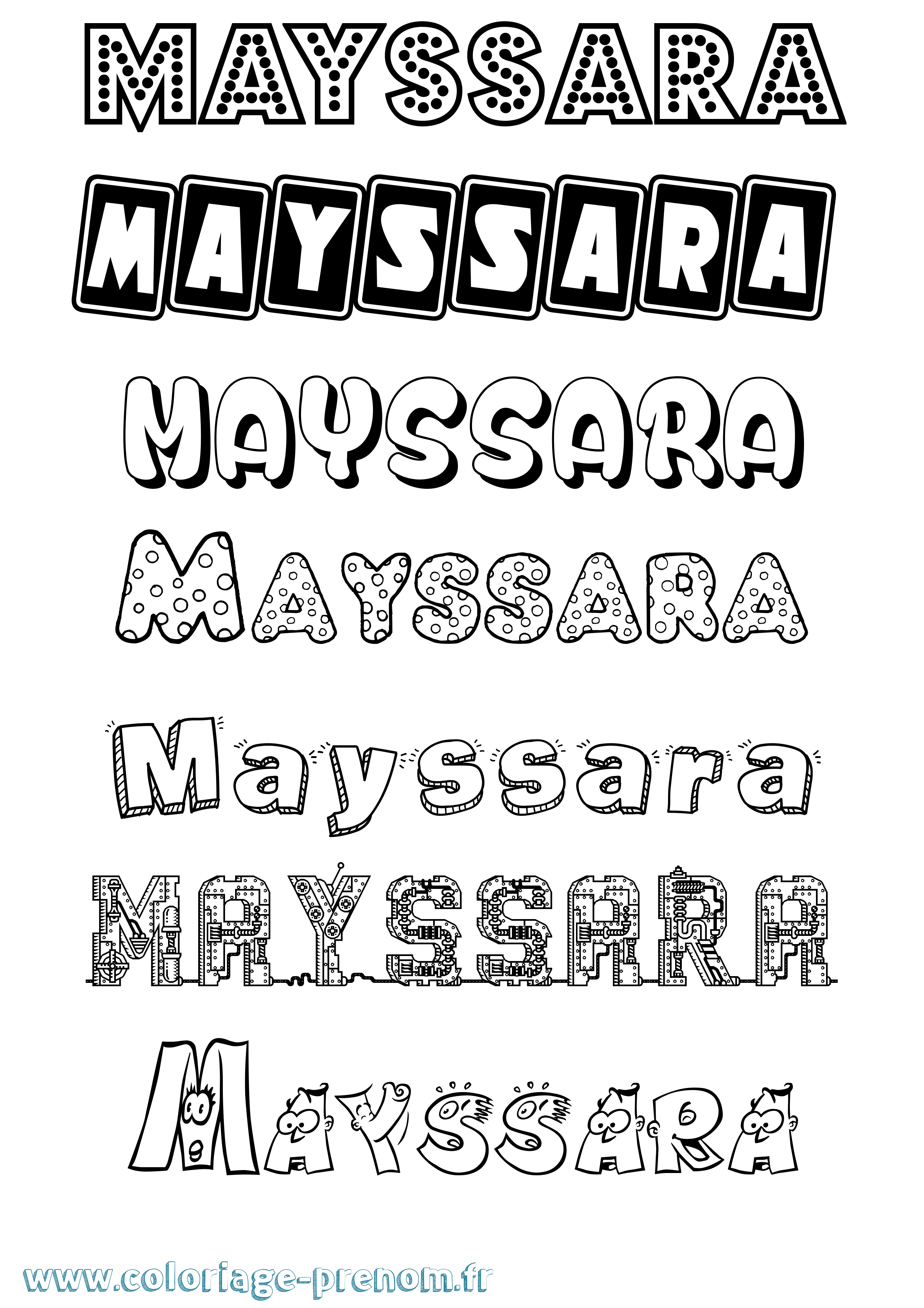 Coloriage prénom Mayssara Fun