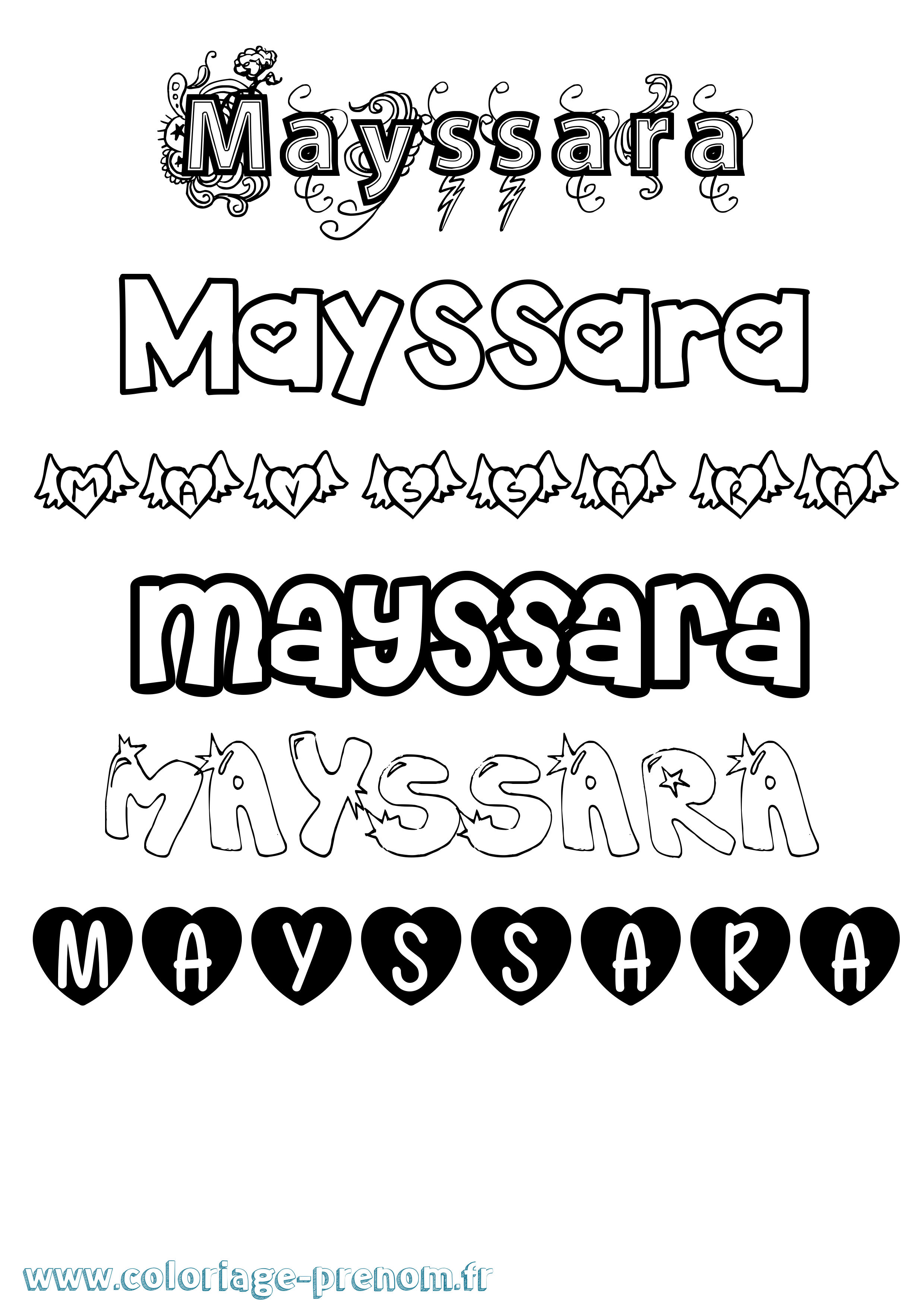 Coloriage prénom Mayssara Girly