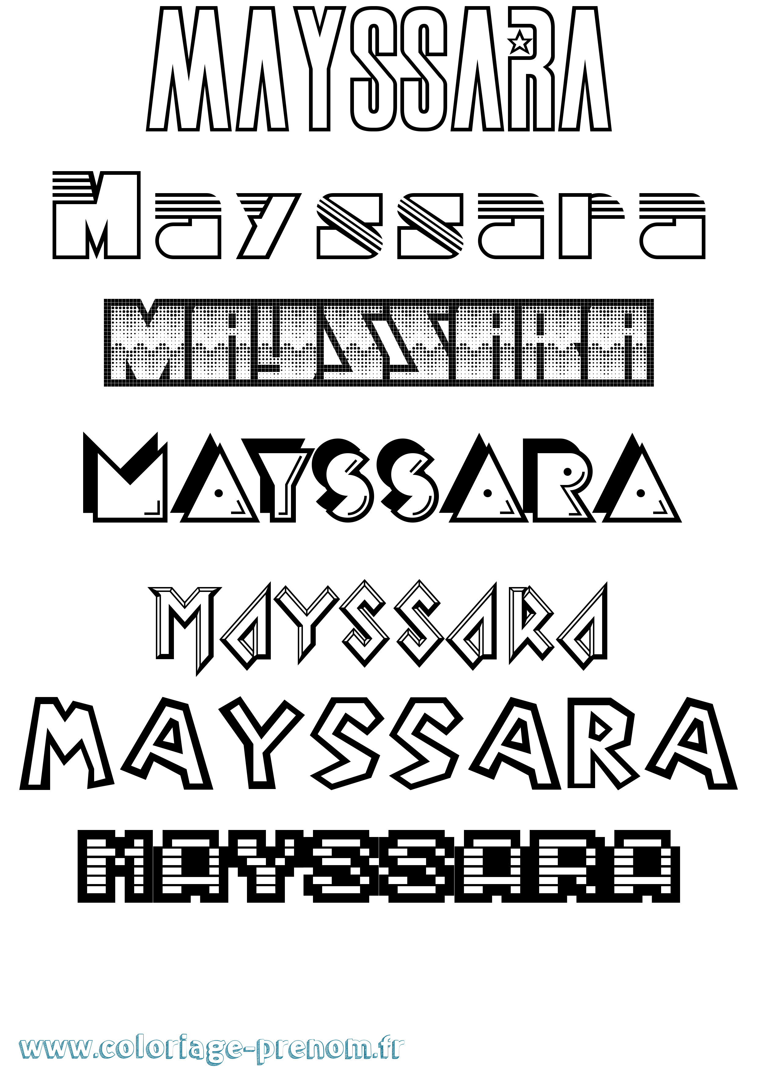Coloriage prénom Mayssara Jeux Vidéos