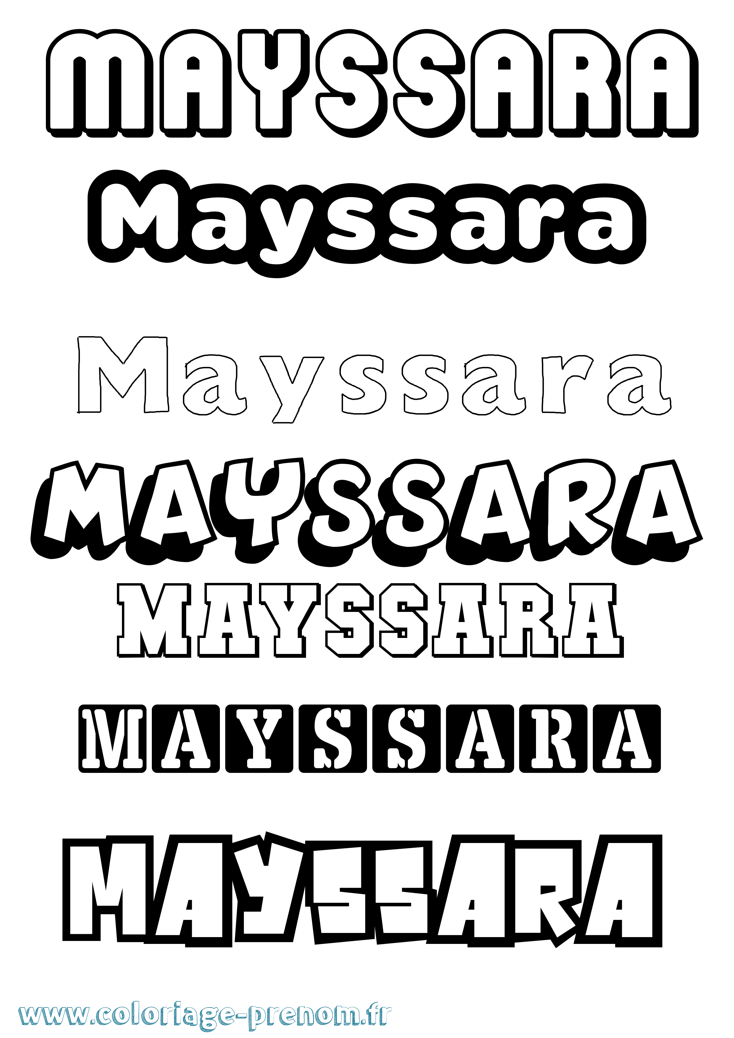 Coloriage prénom Mayssara Simple