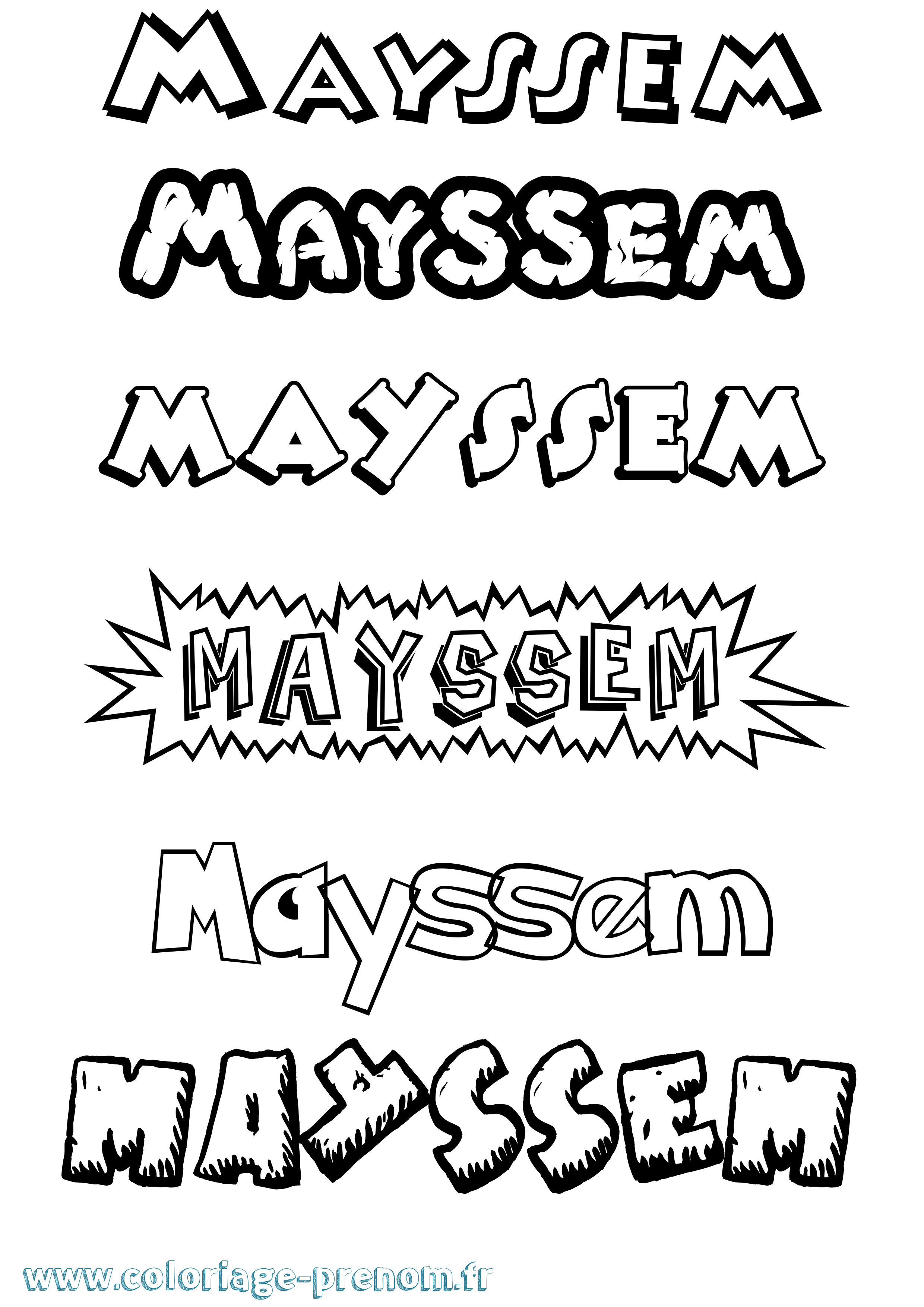 Coloriage prénom Mayssem Dessin Animé