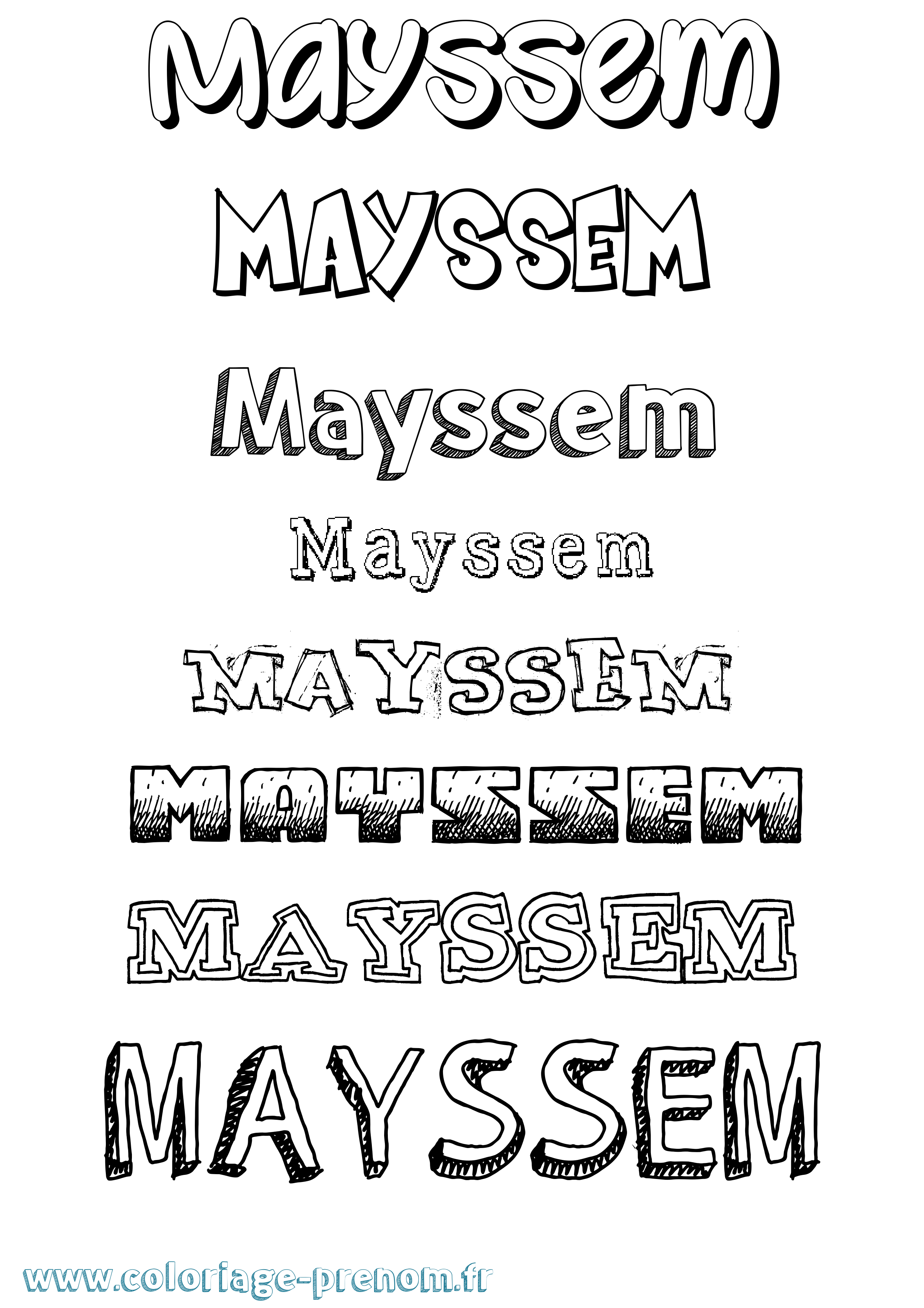 Coloriage prénom Mayssem Dessiné