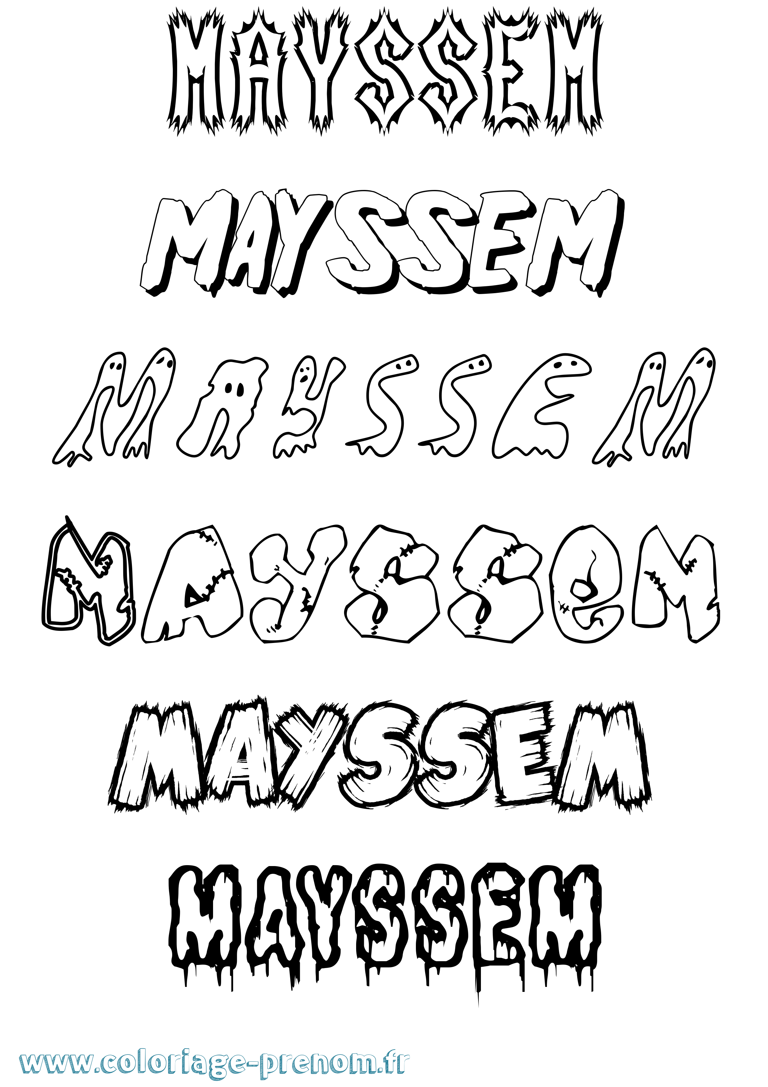 Coloriage prénom Mayssem Frisson