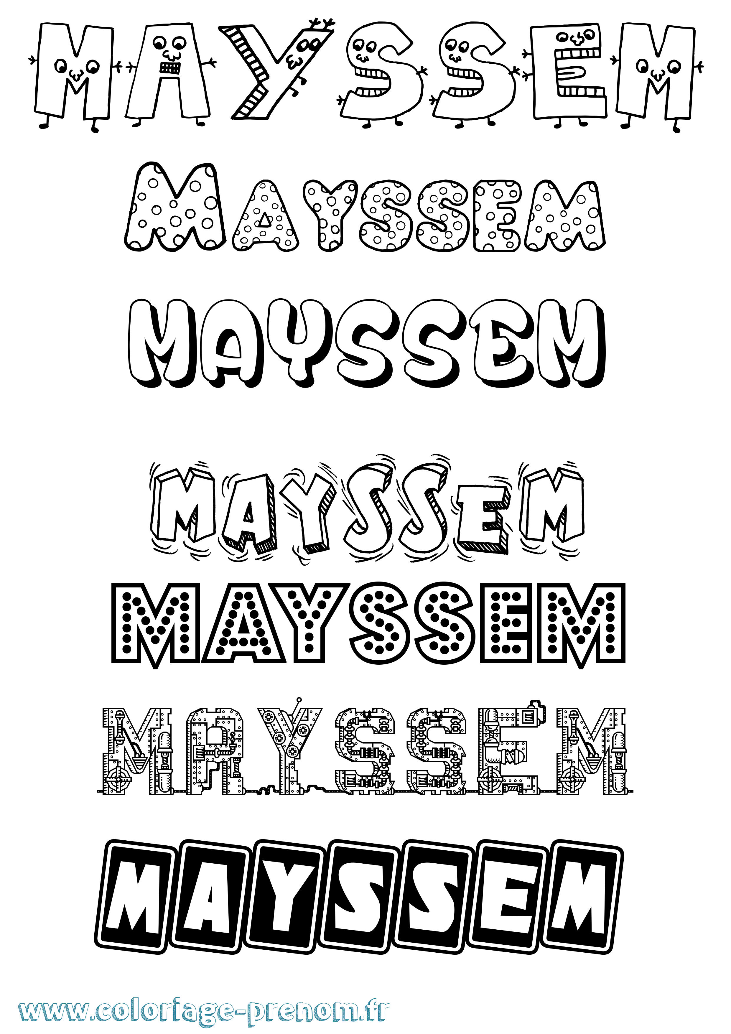 Coloriage prénom Mayssem Fun