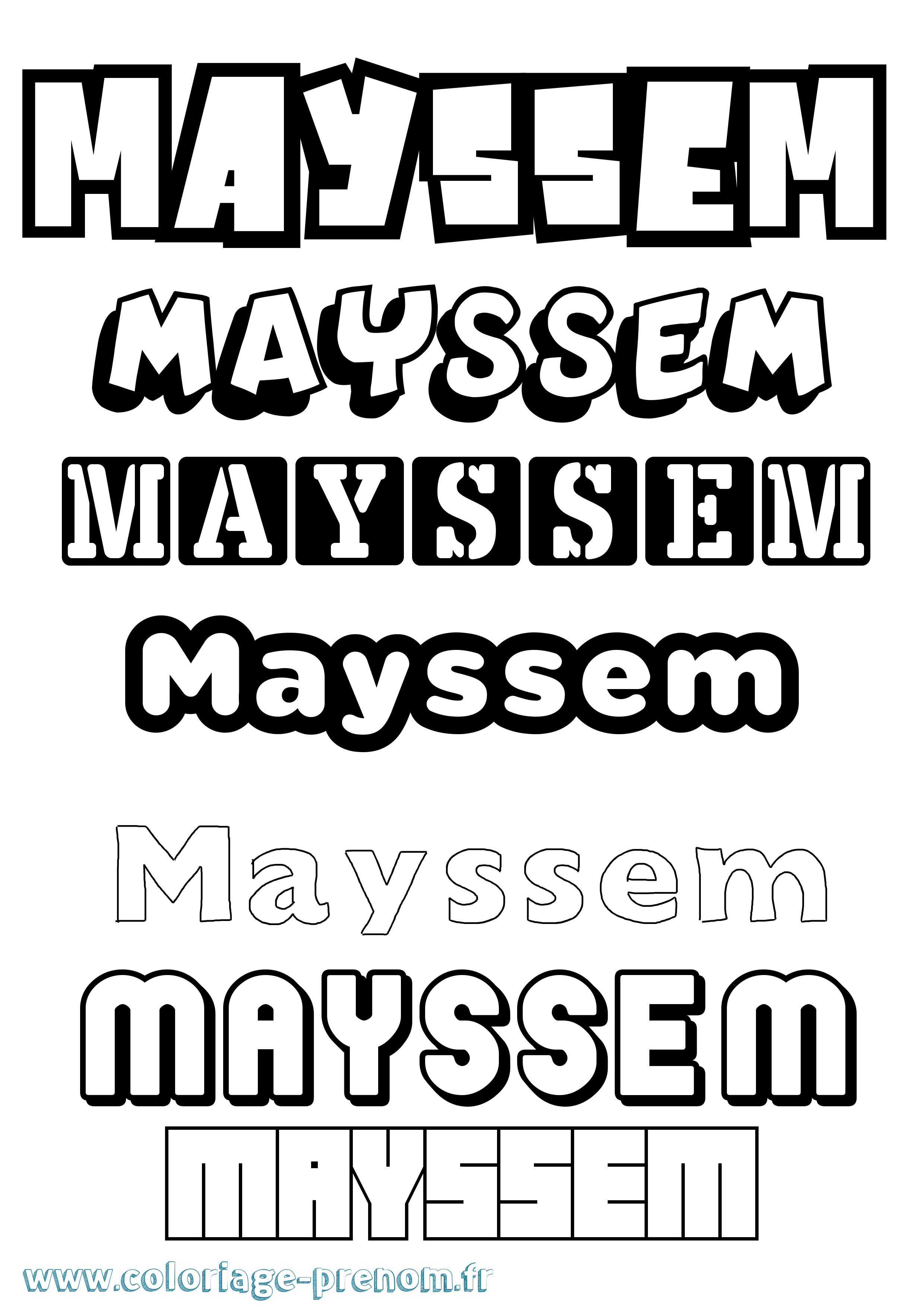 Coloriage prénom Mayssem Simple