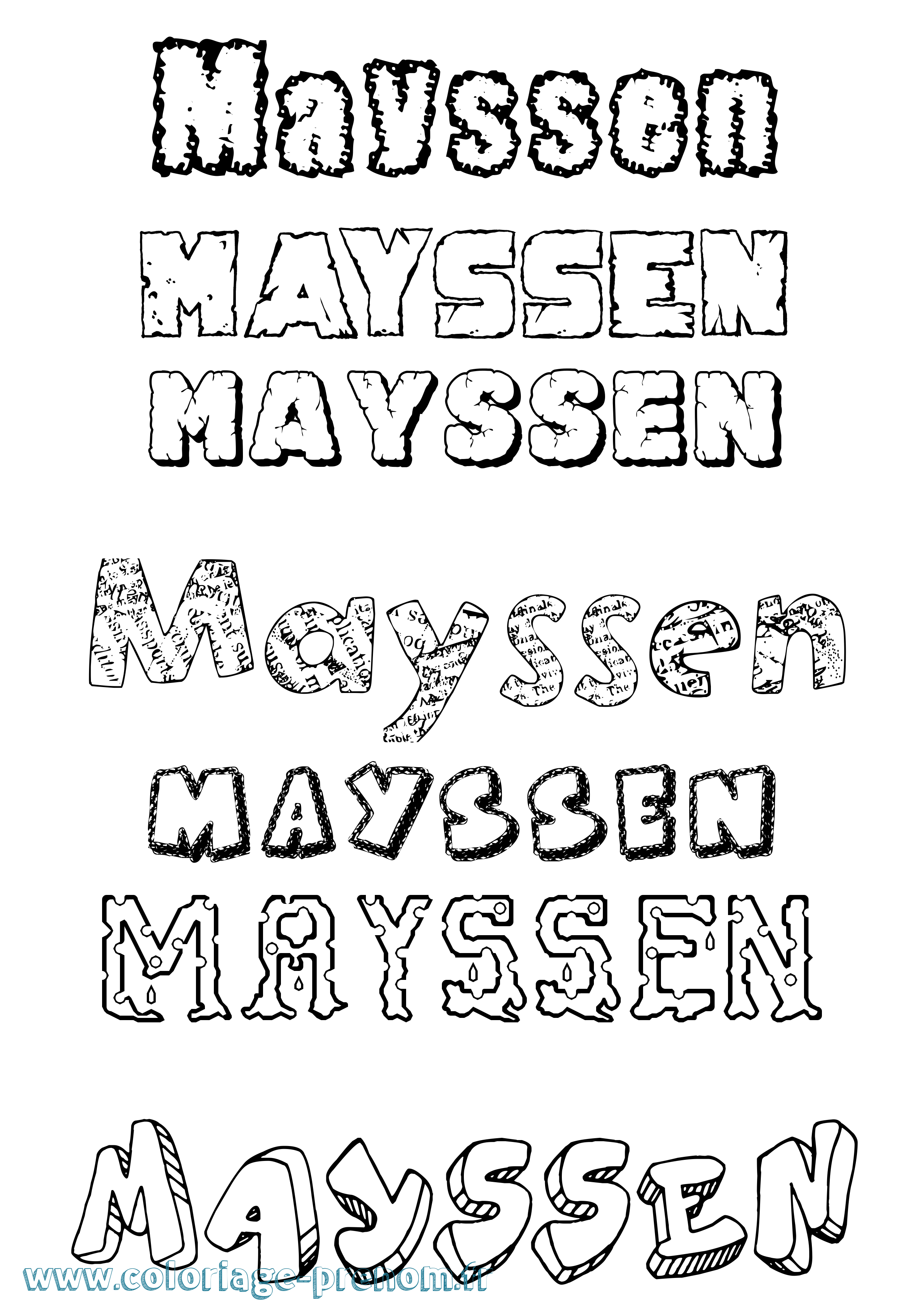 Coloriage prénom Mayssen Destructuré