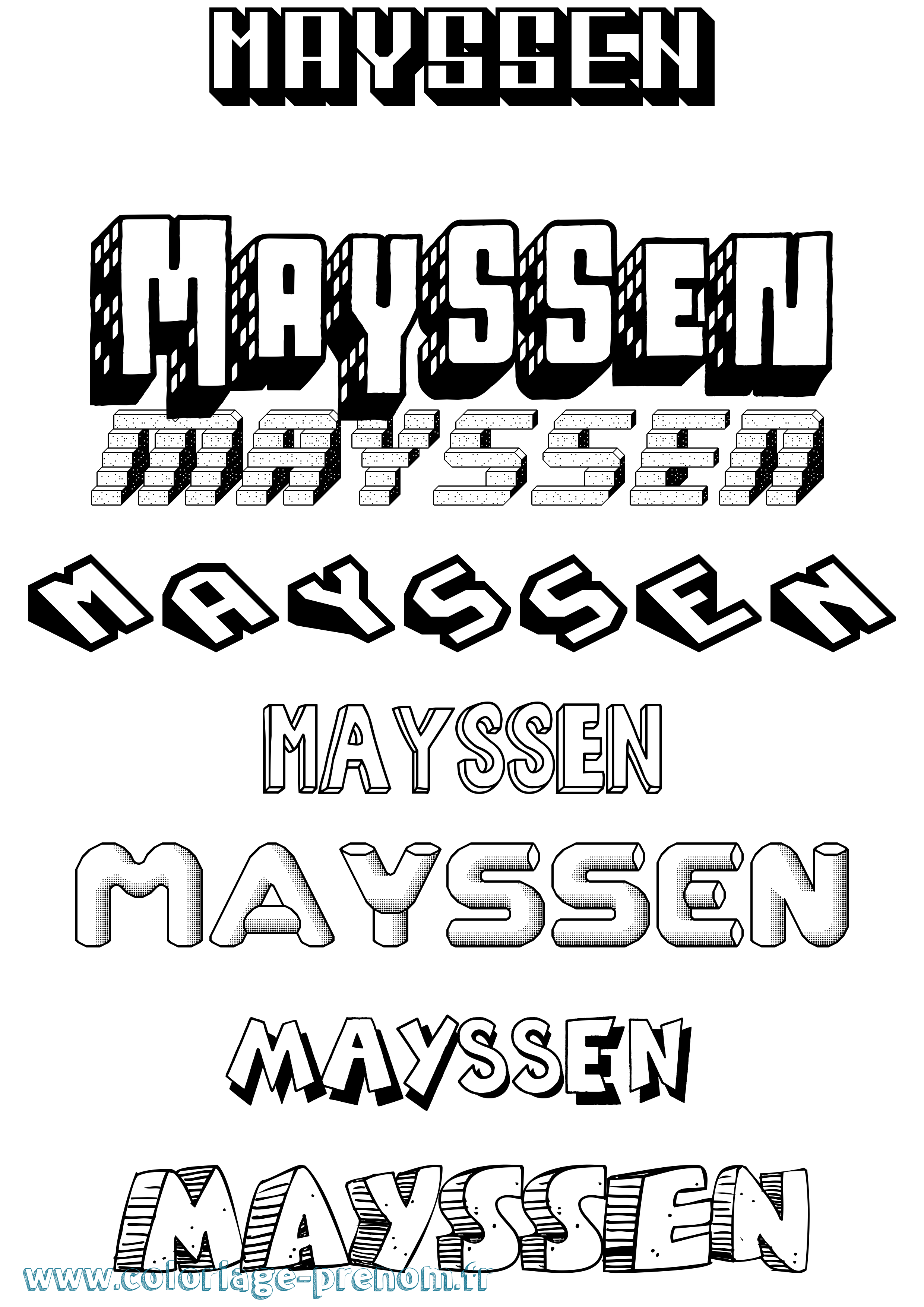 Coloriage prénom Mayssen Effet 3D