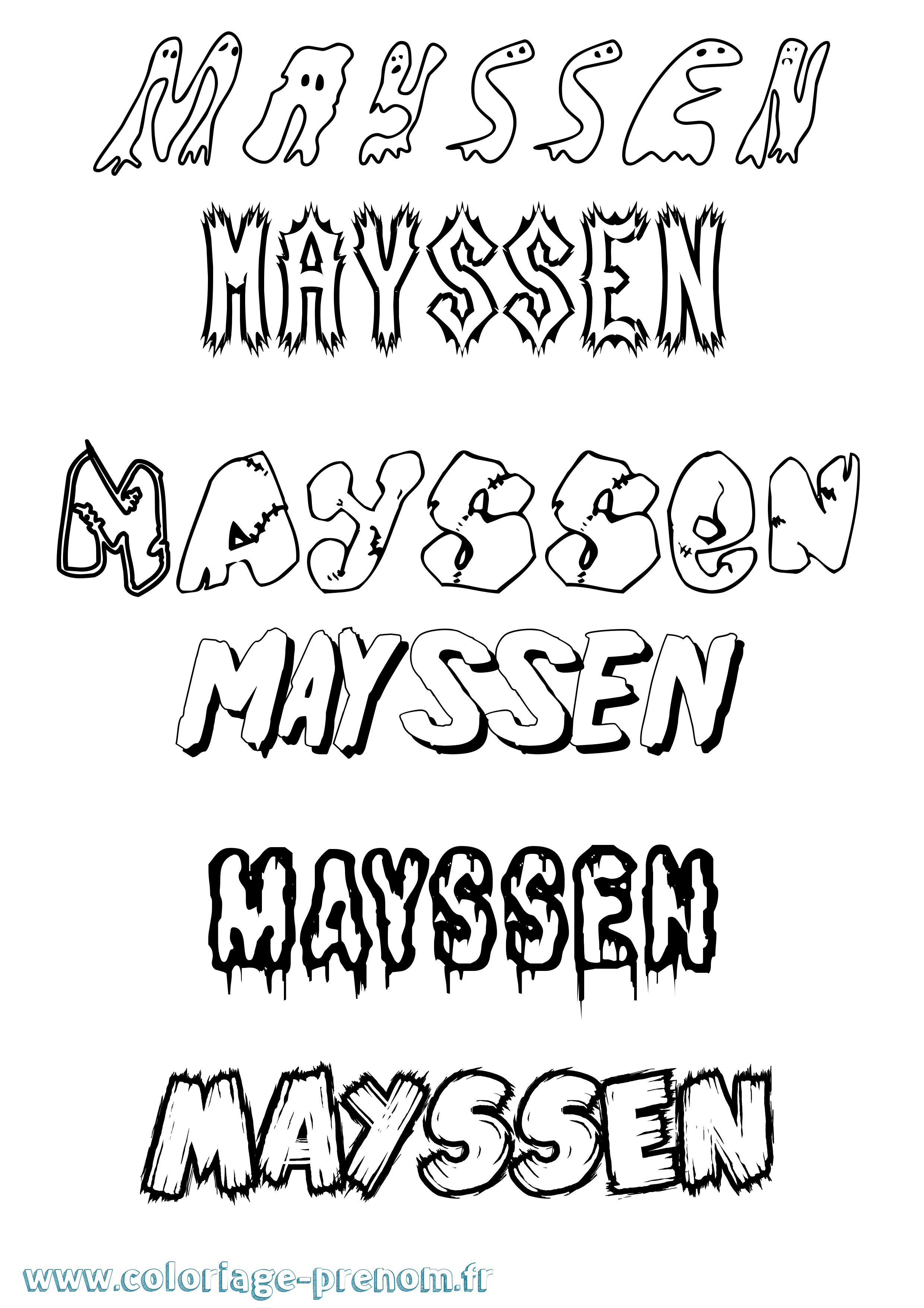 Coloriage prénom Mayssen Frisson