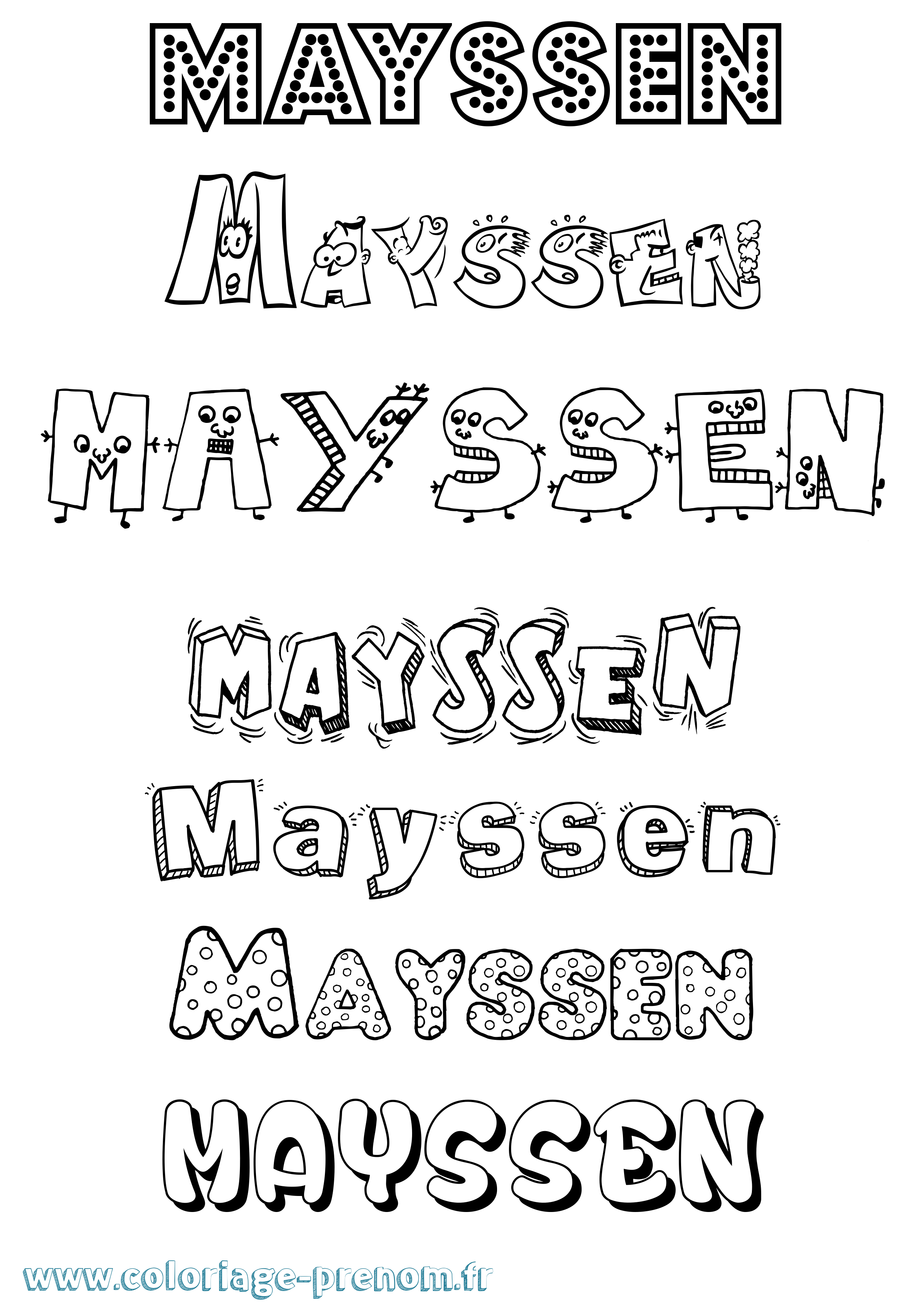 Coloriage prénom Mayssen Fun