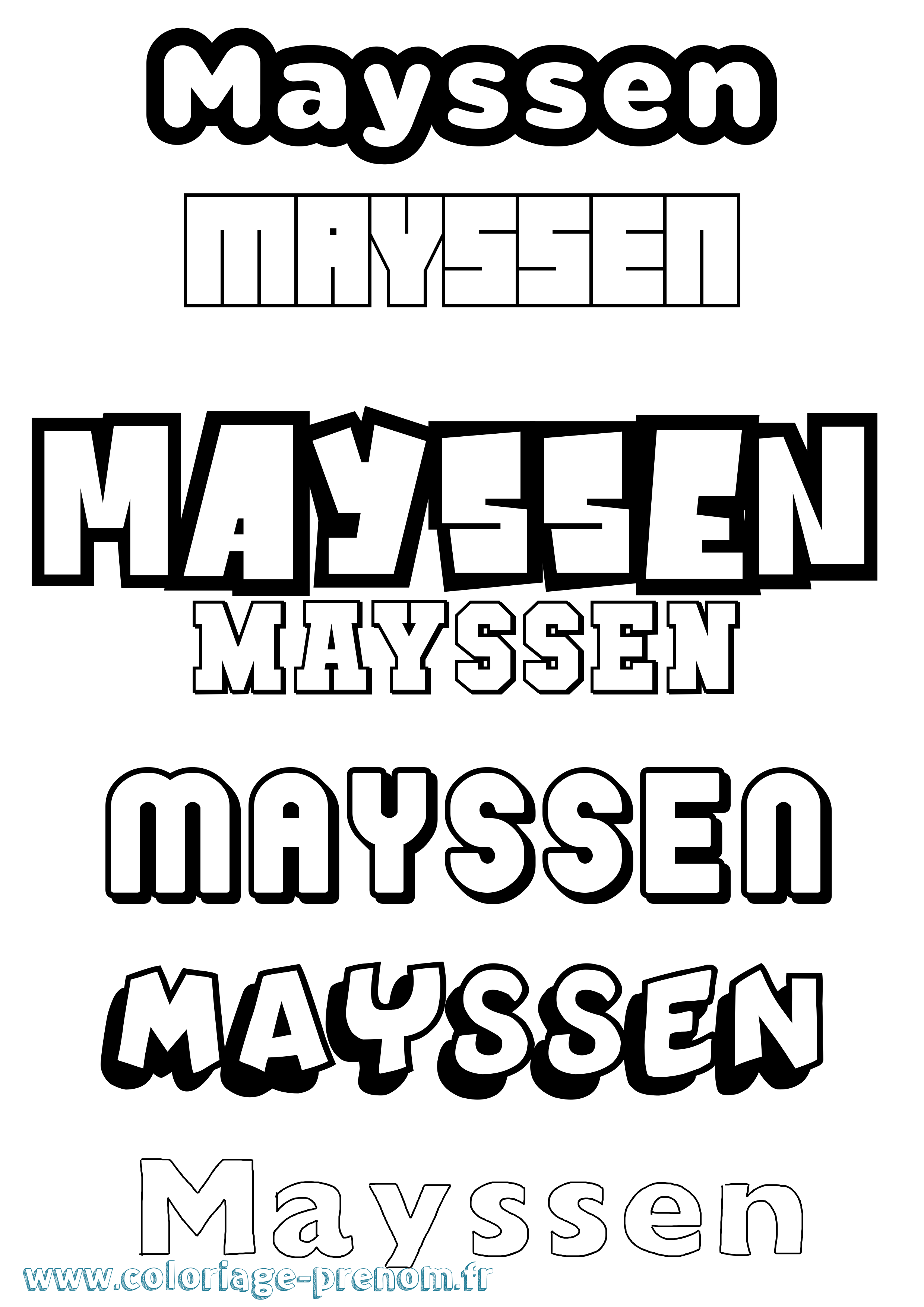 Coloriage prénom Mayssen Simple