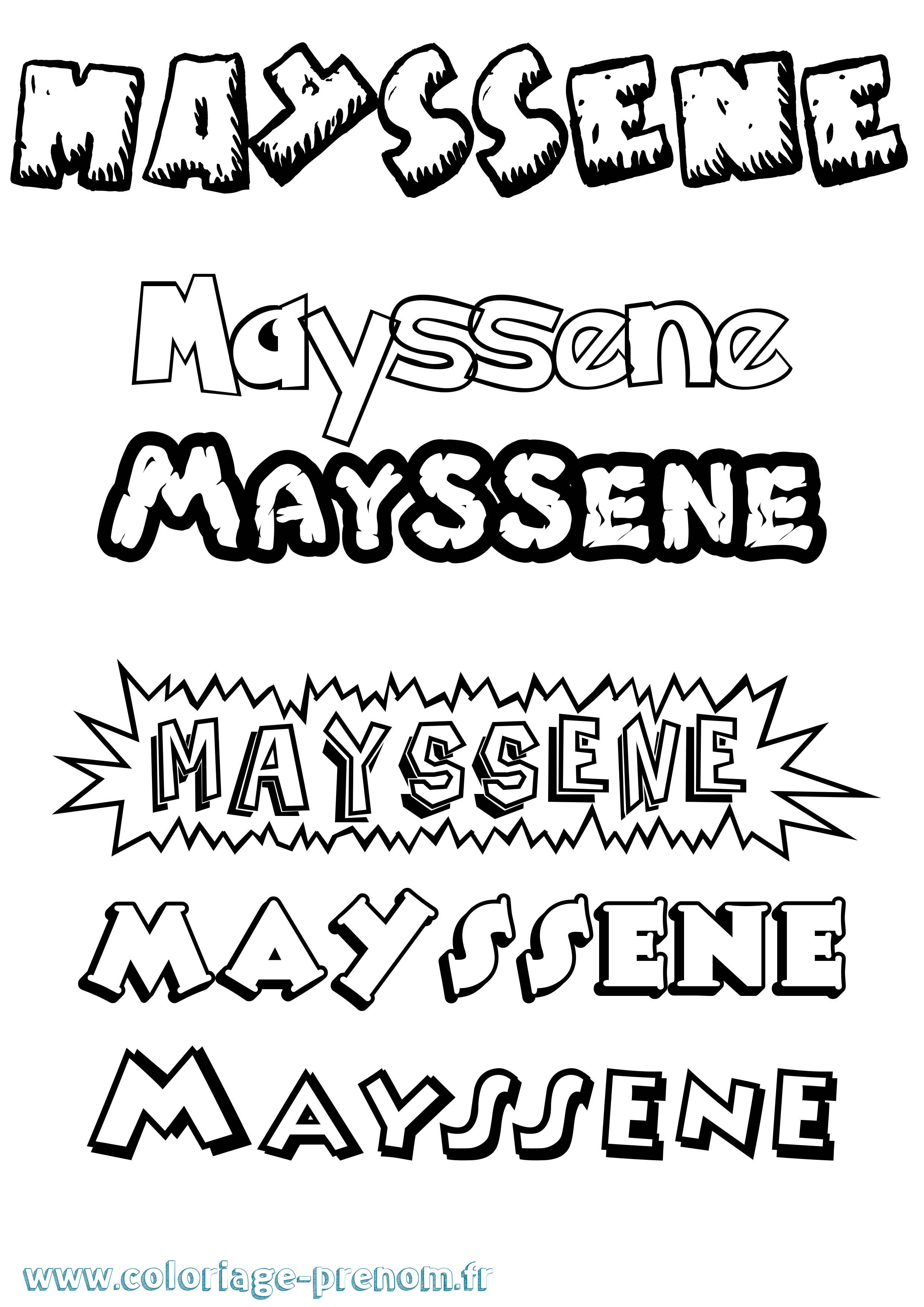 Coloriage prénom Mayssene Dessin Animé