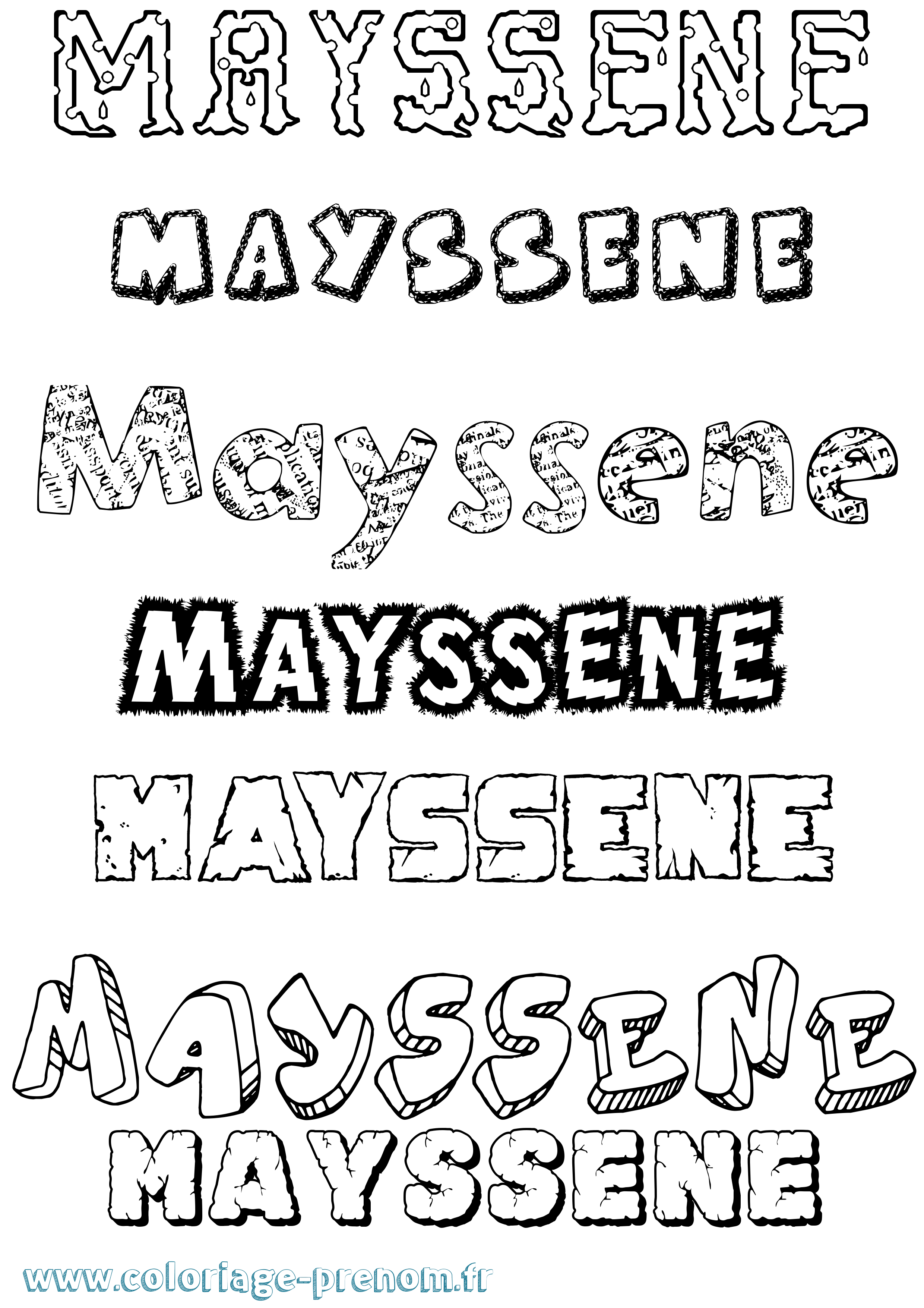 Coloriage prénom Mayssene Destructuré
