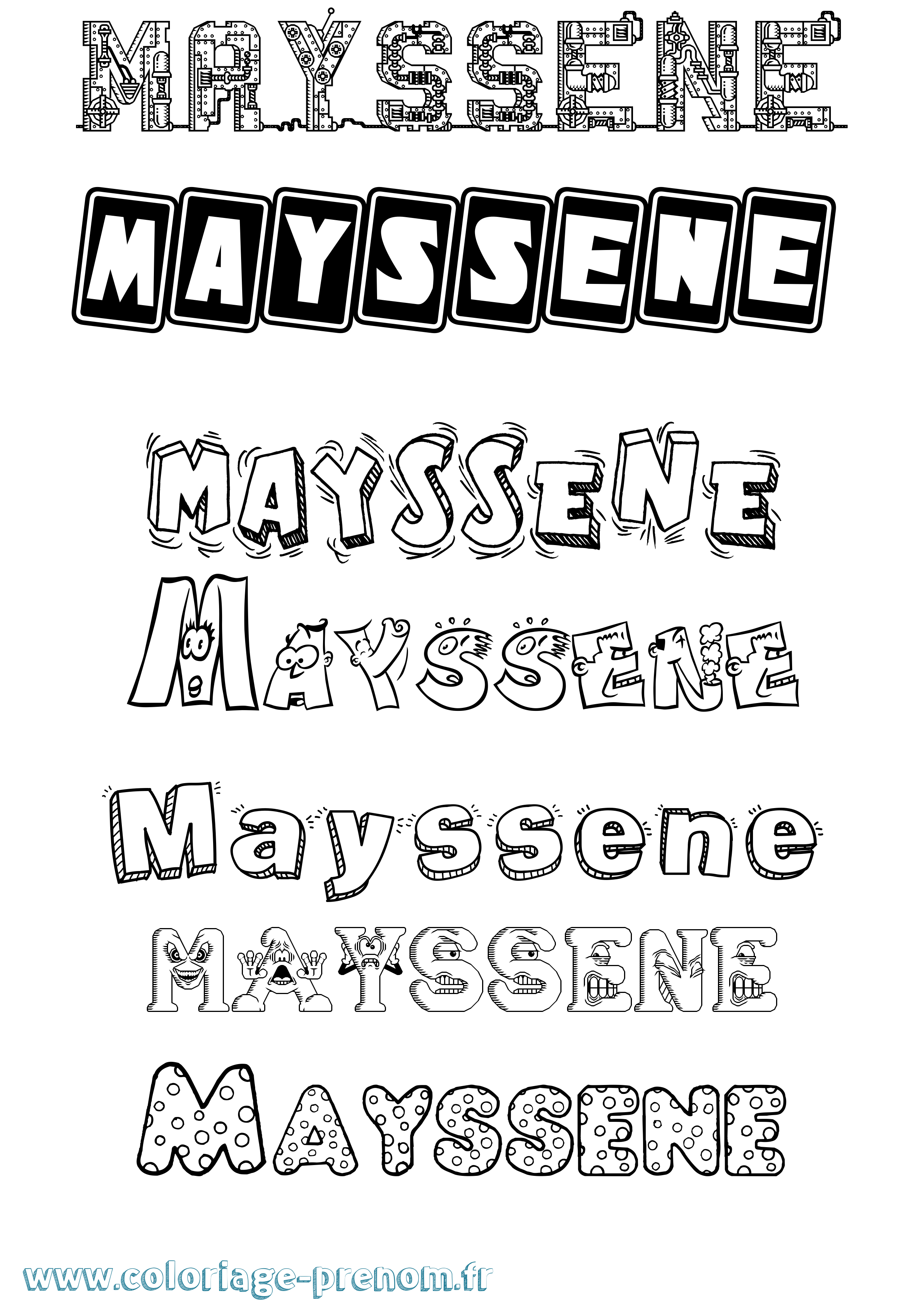 Coloriage prénom Mayssene Fun