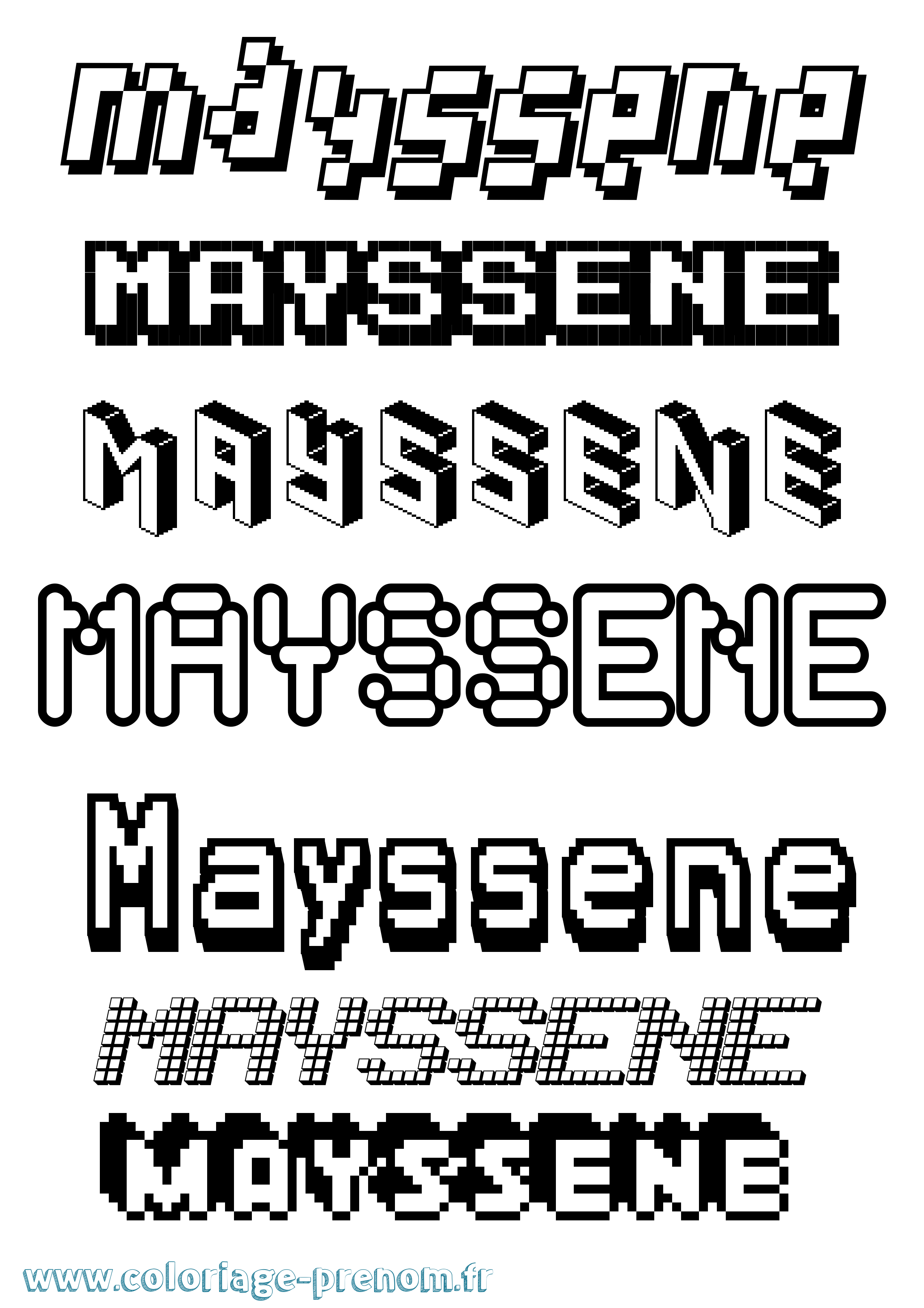 Coloriage prénom Mayssene Pixel