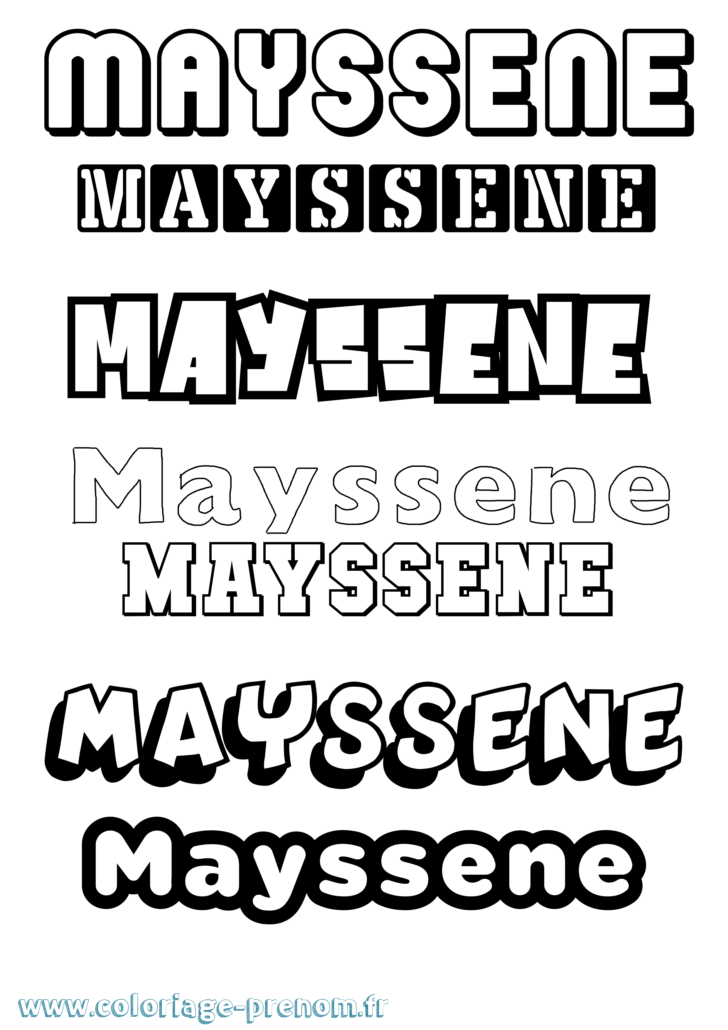 Coloriage prénom Mayssene Simple