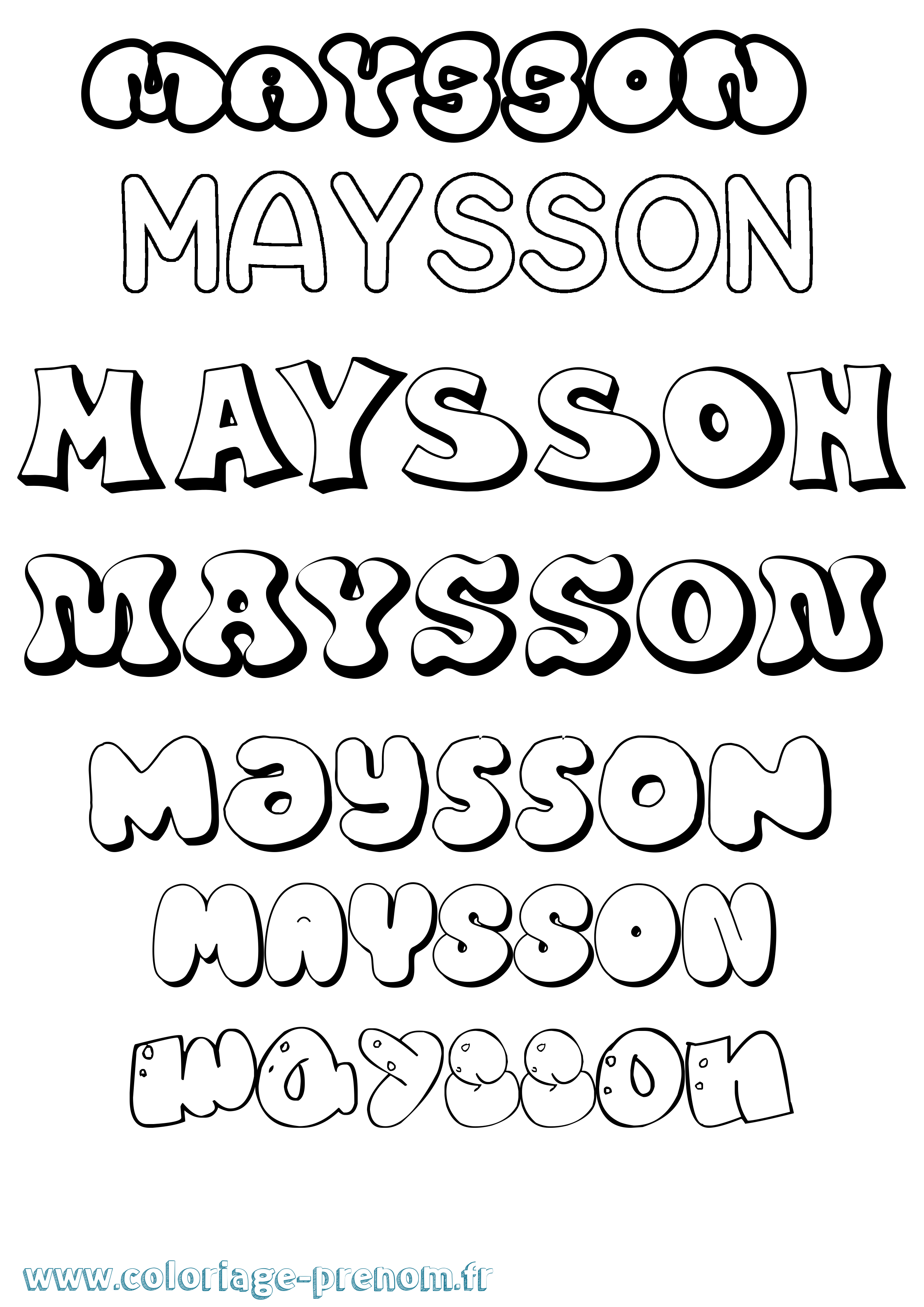 Coloriage prénom Maysson Bubble