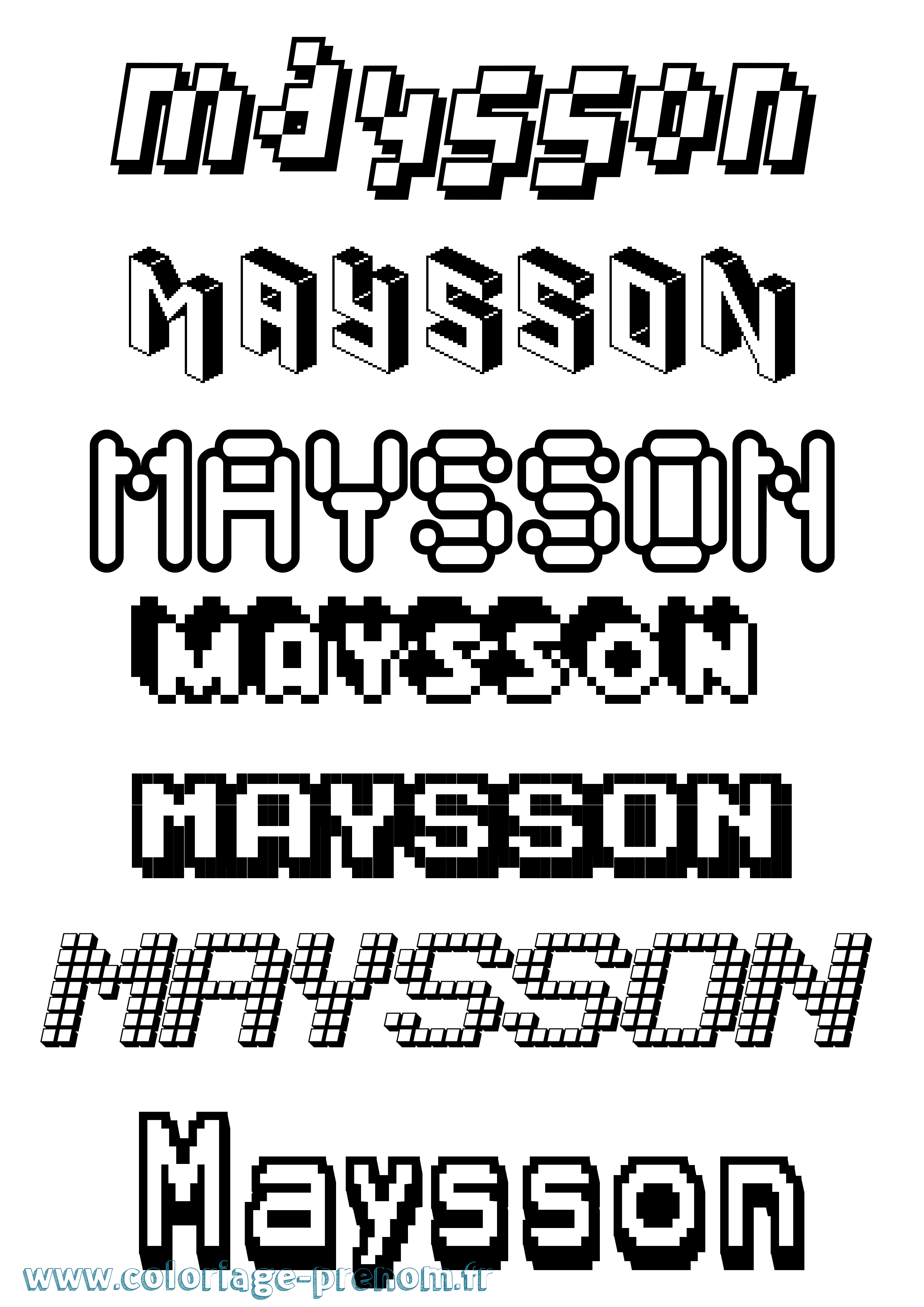 Coloriage prénom Maysson Pixel