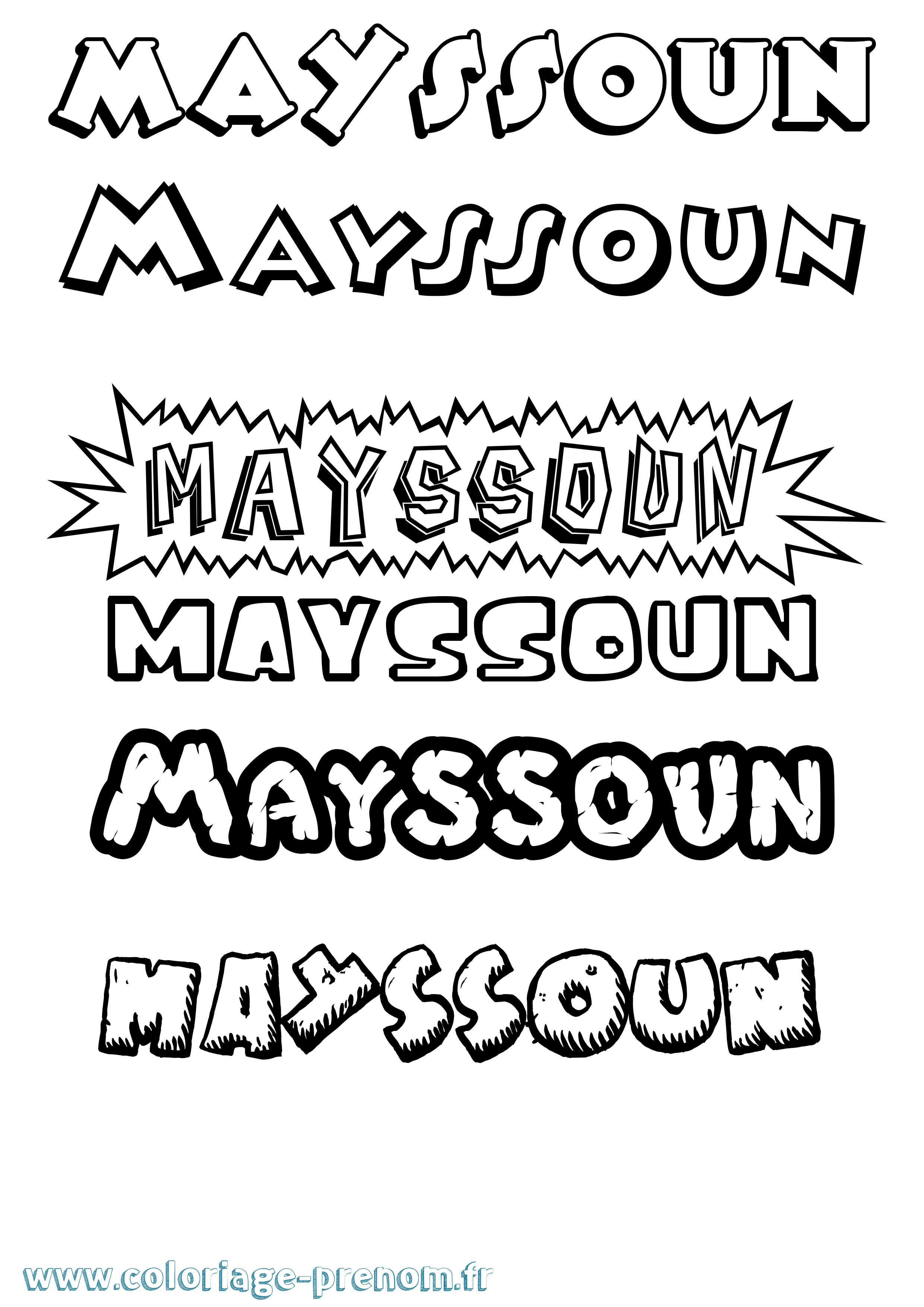 Coloriage prénom Mayssoun Dessin Animé