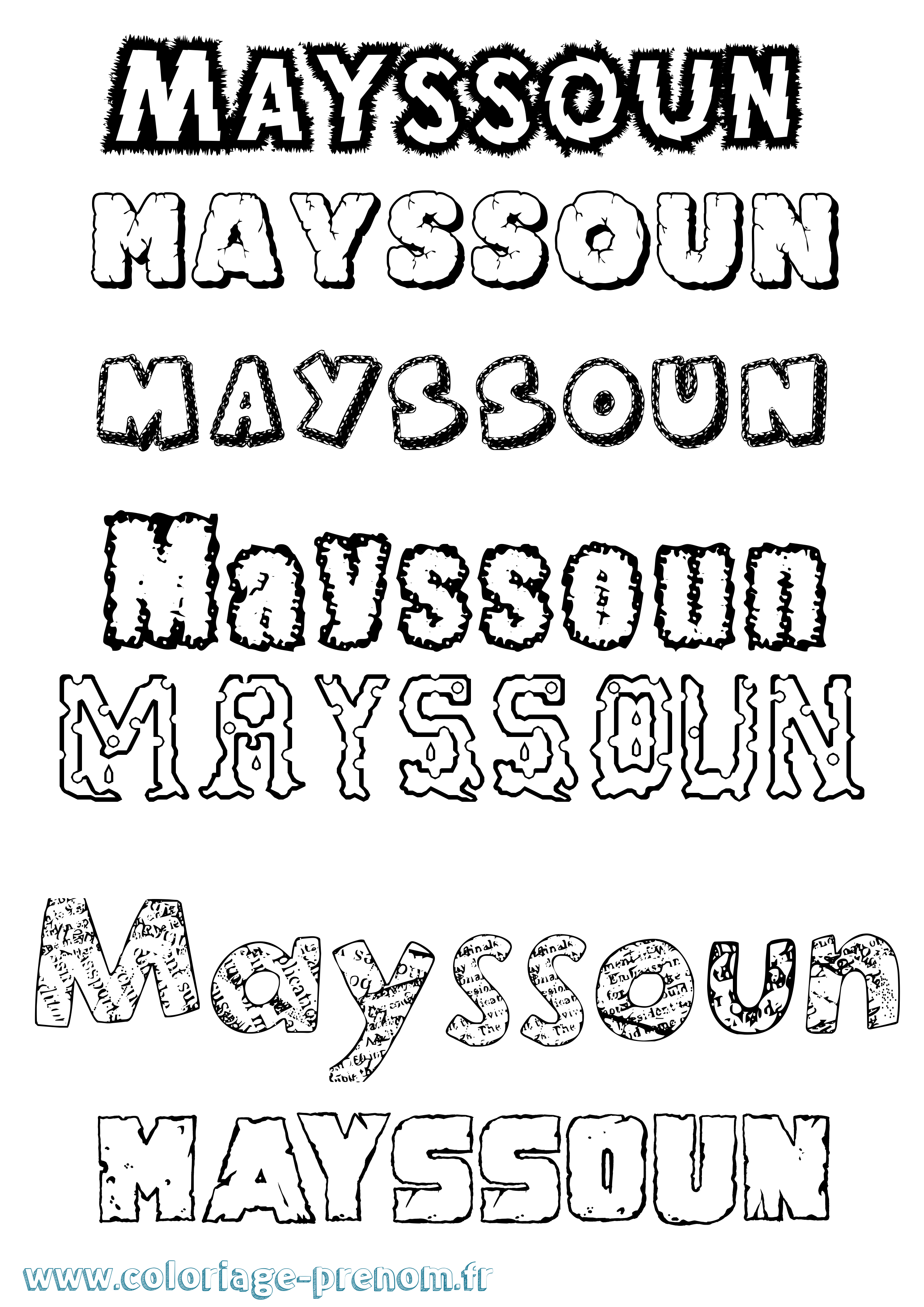 Coloriage prénom Mayssoun Destructuré