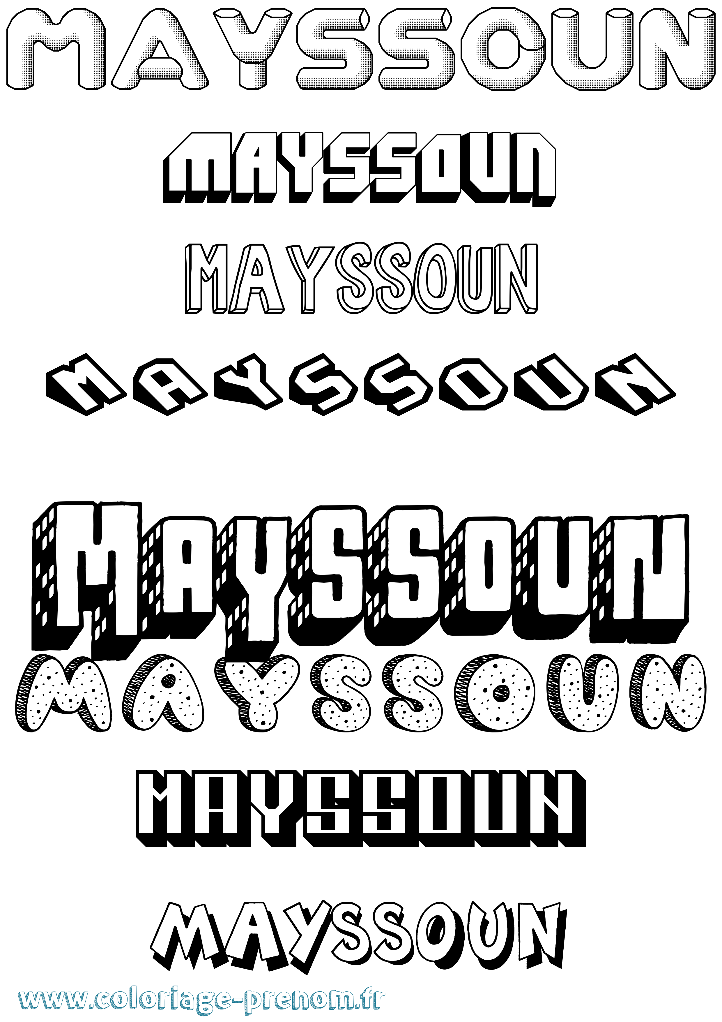 Coloriage prénom Mayssoun Effet 3D