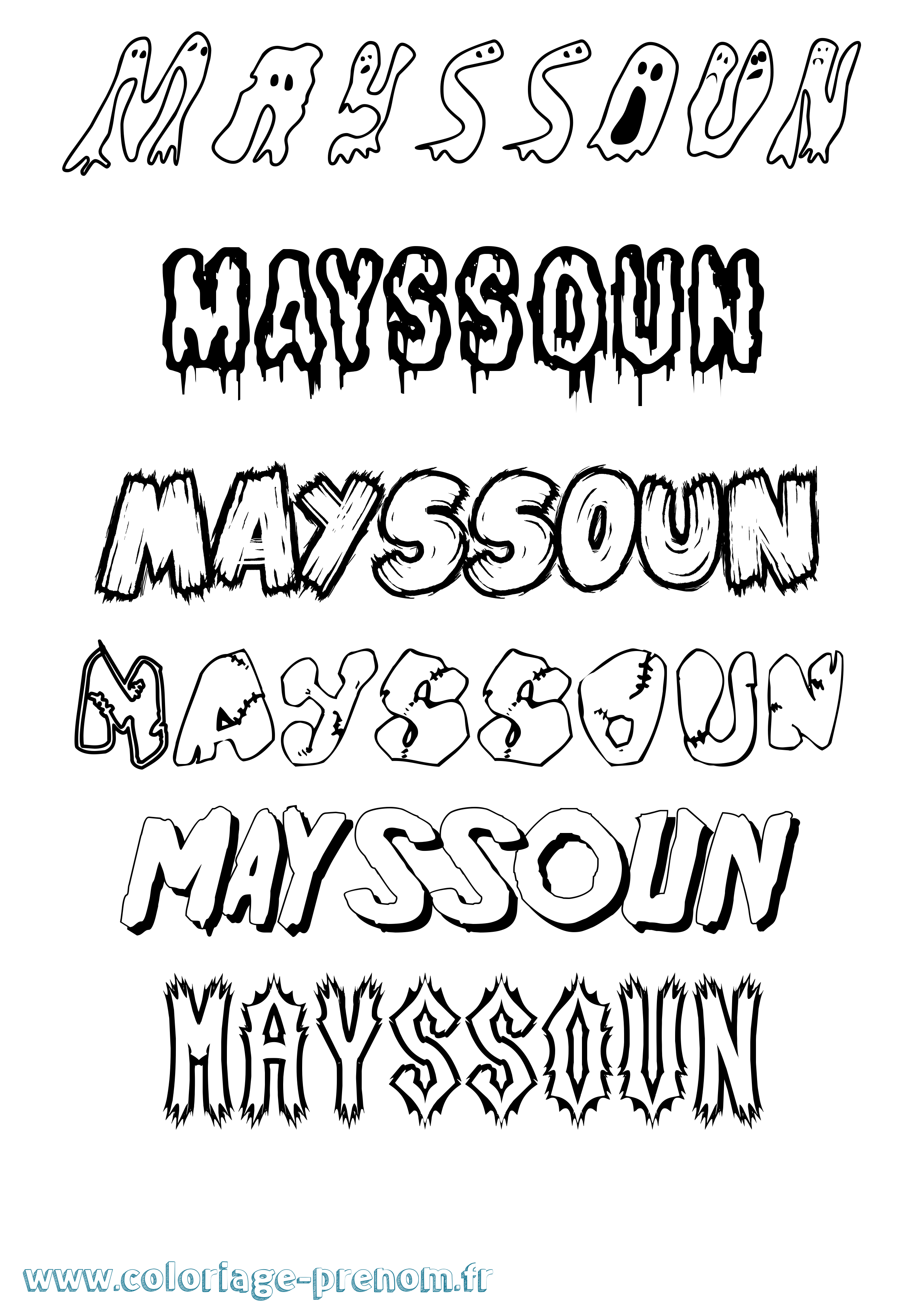 Coloriage prénom Mayssoun Frisson