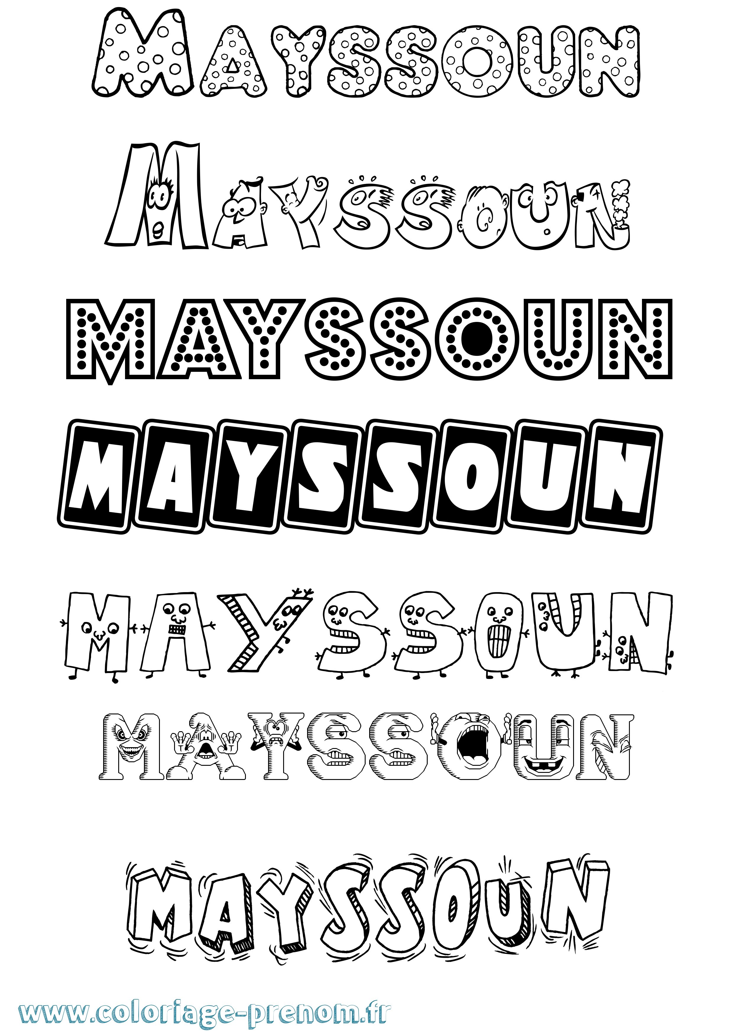 Coloriage prénom Mayssoun Fun