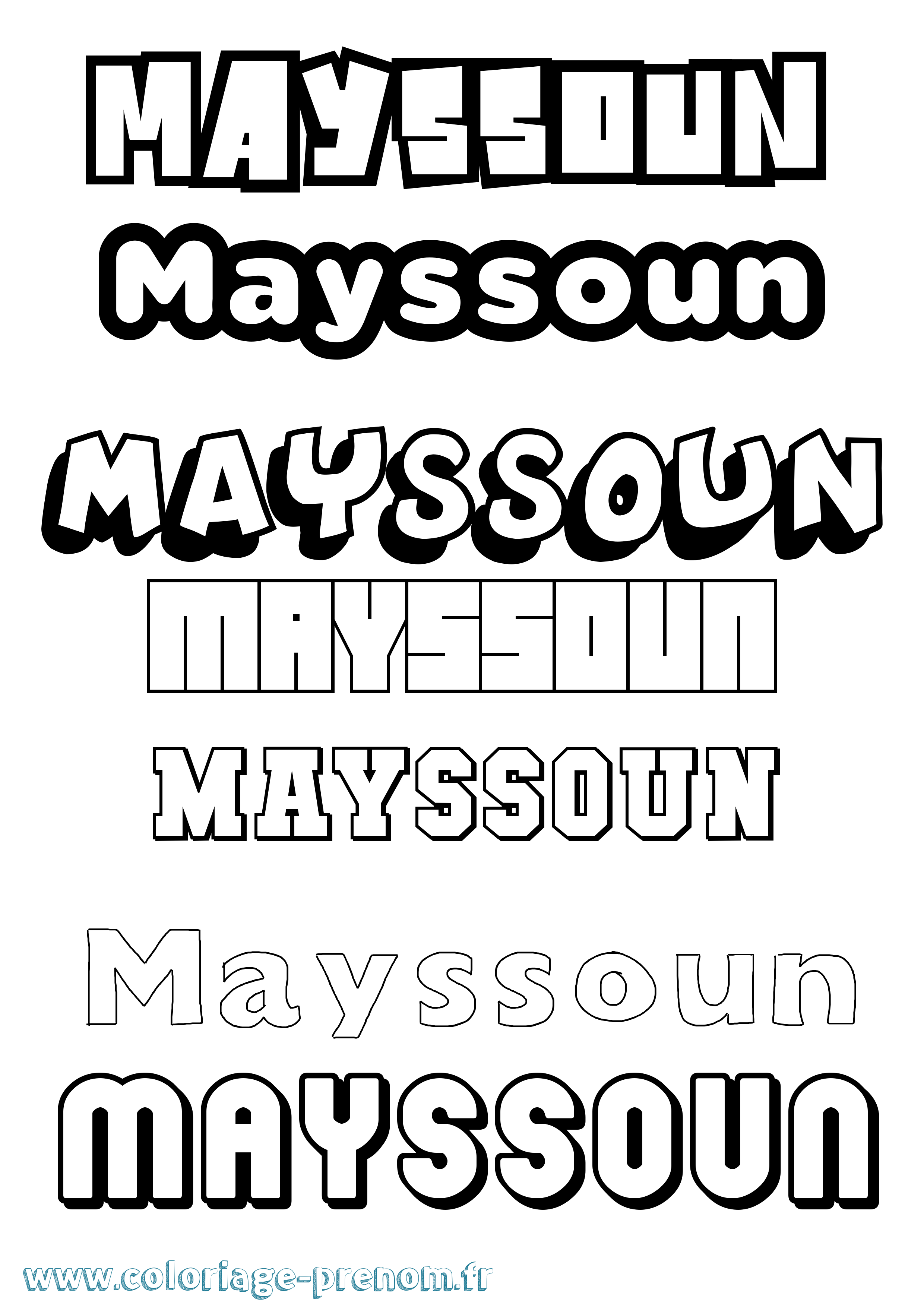 Coloriage prénom Mayssoun Simple
