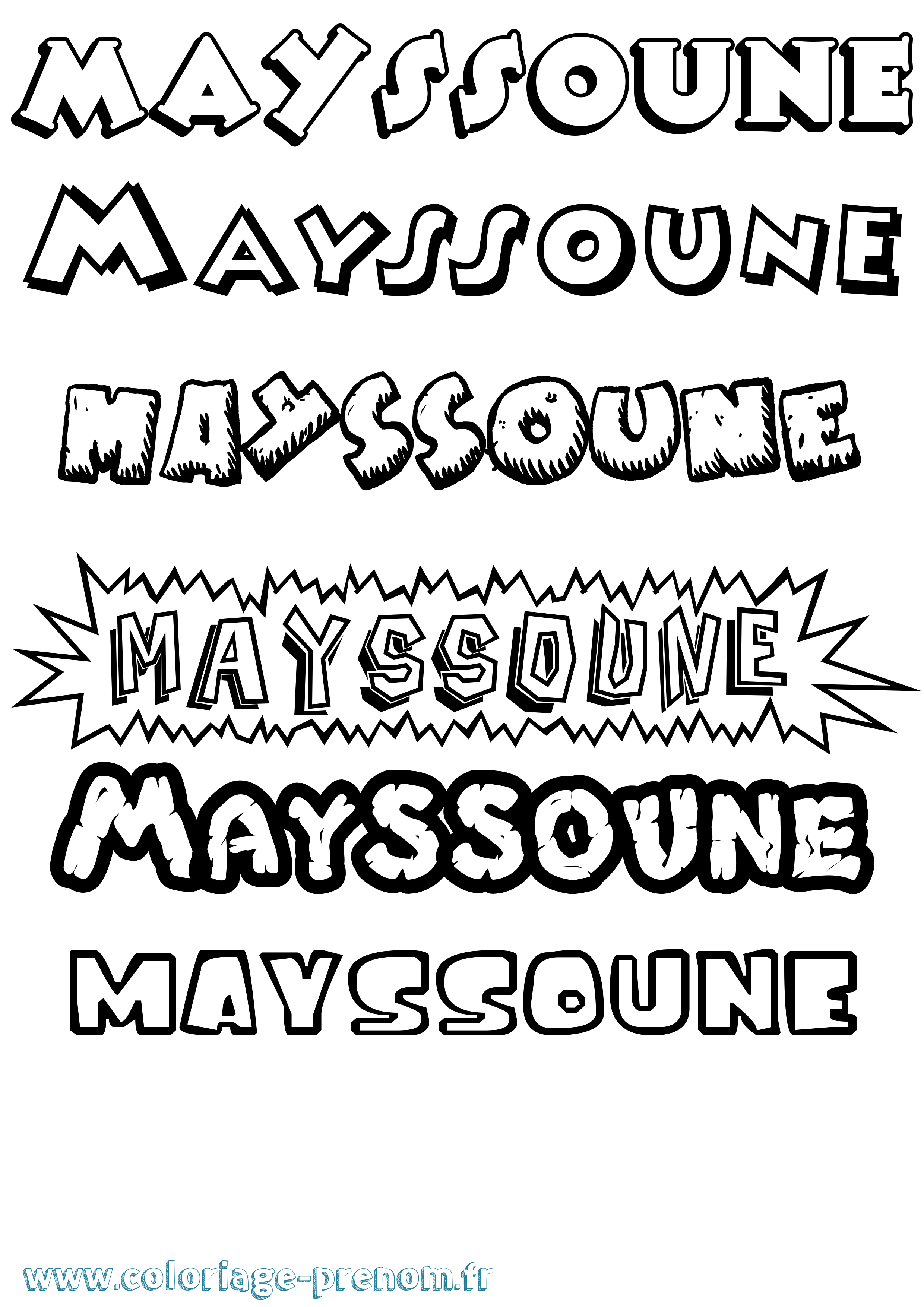Coloriage prénom Mayssoune Dessin Animé