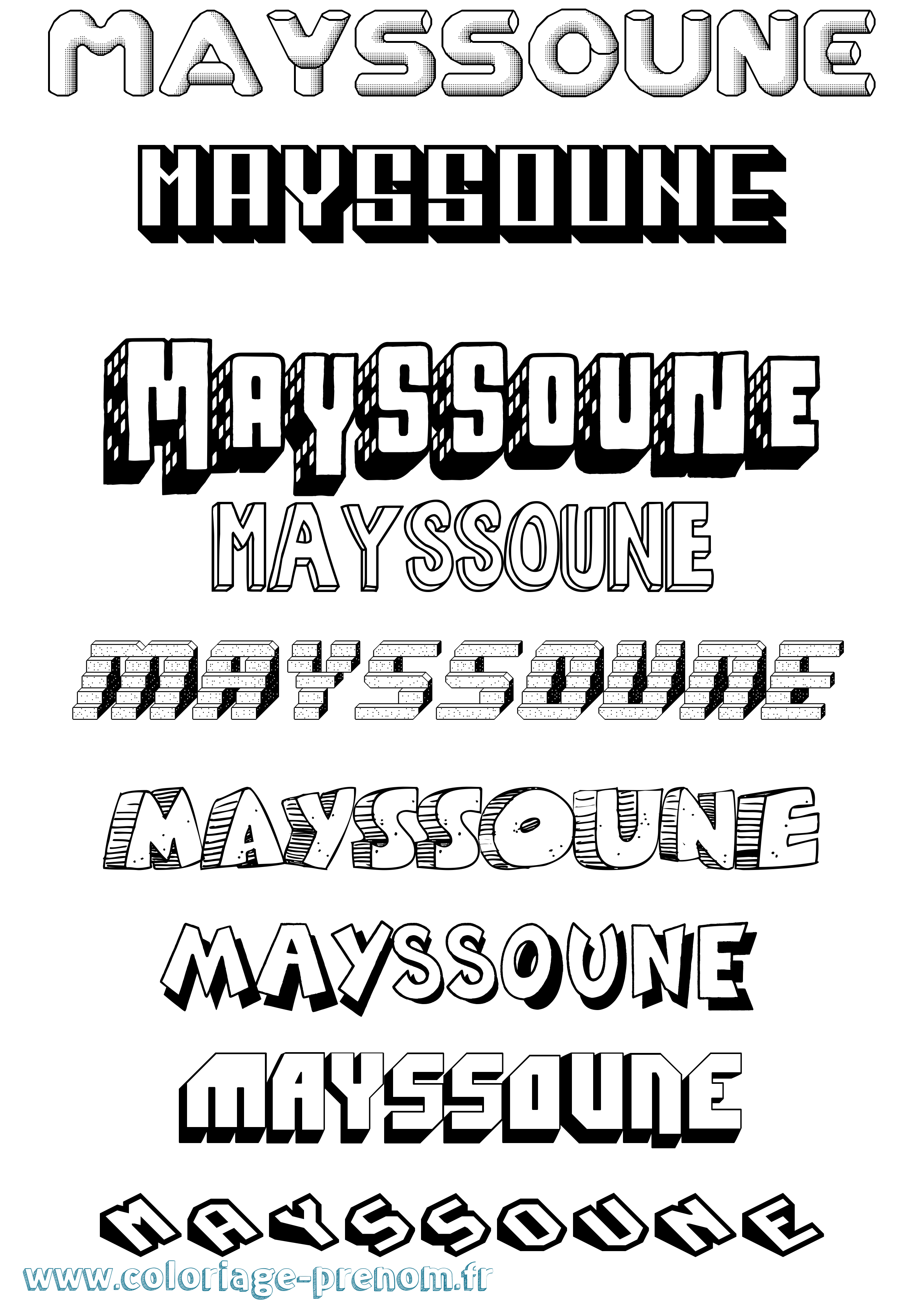 Coloriage prénom Mayssoune Effet 3D