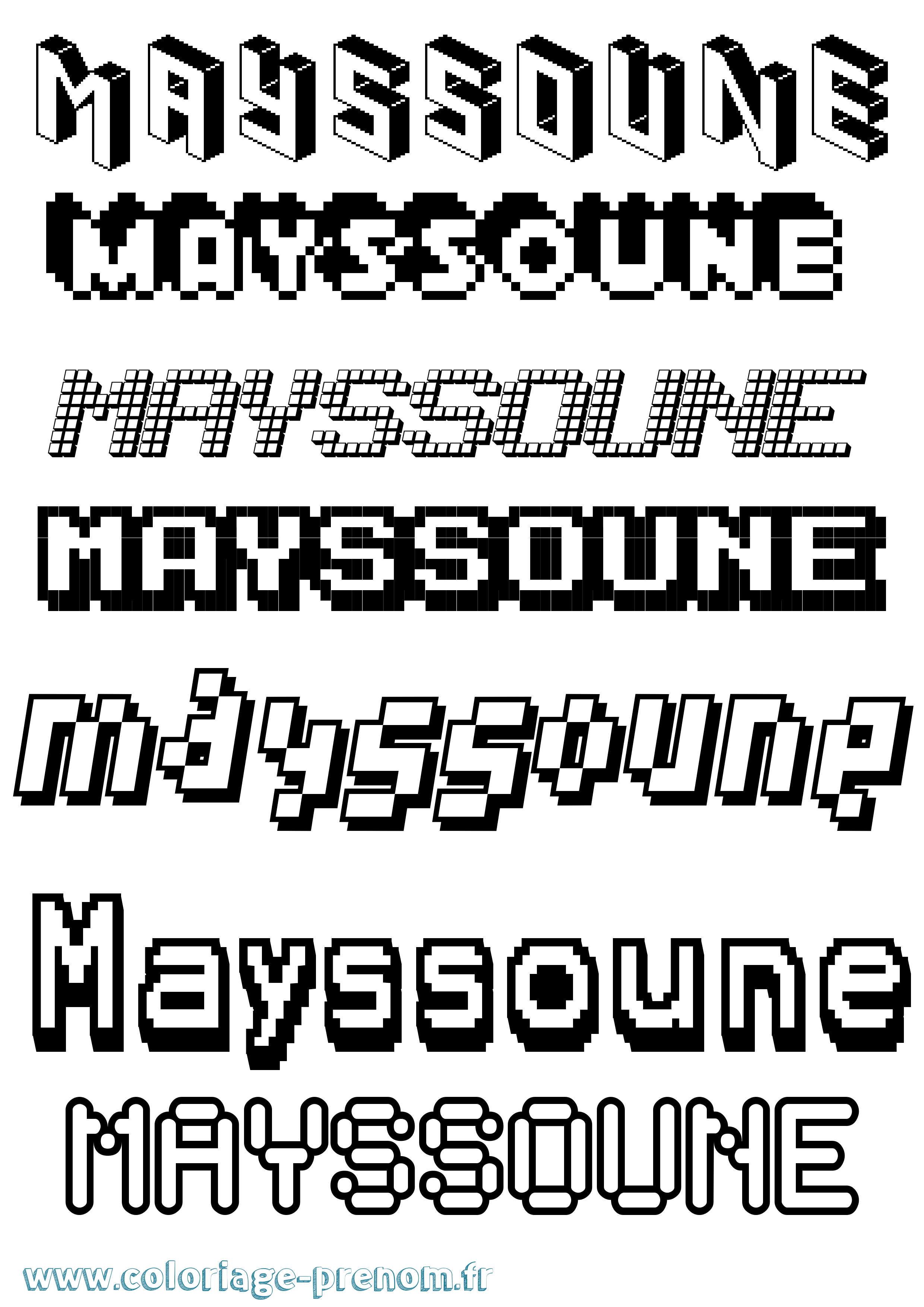 Coloriage prénom Mayssoune Pixel