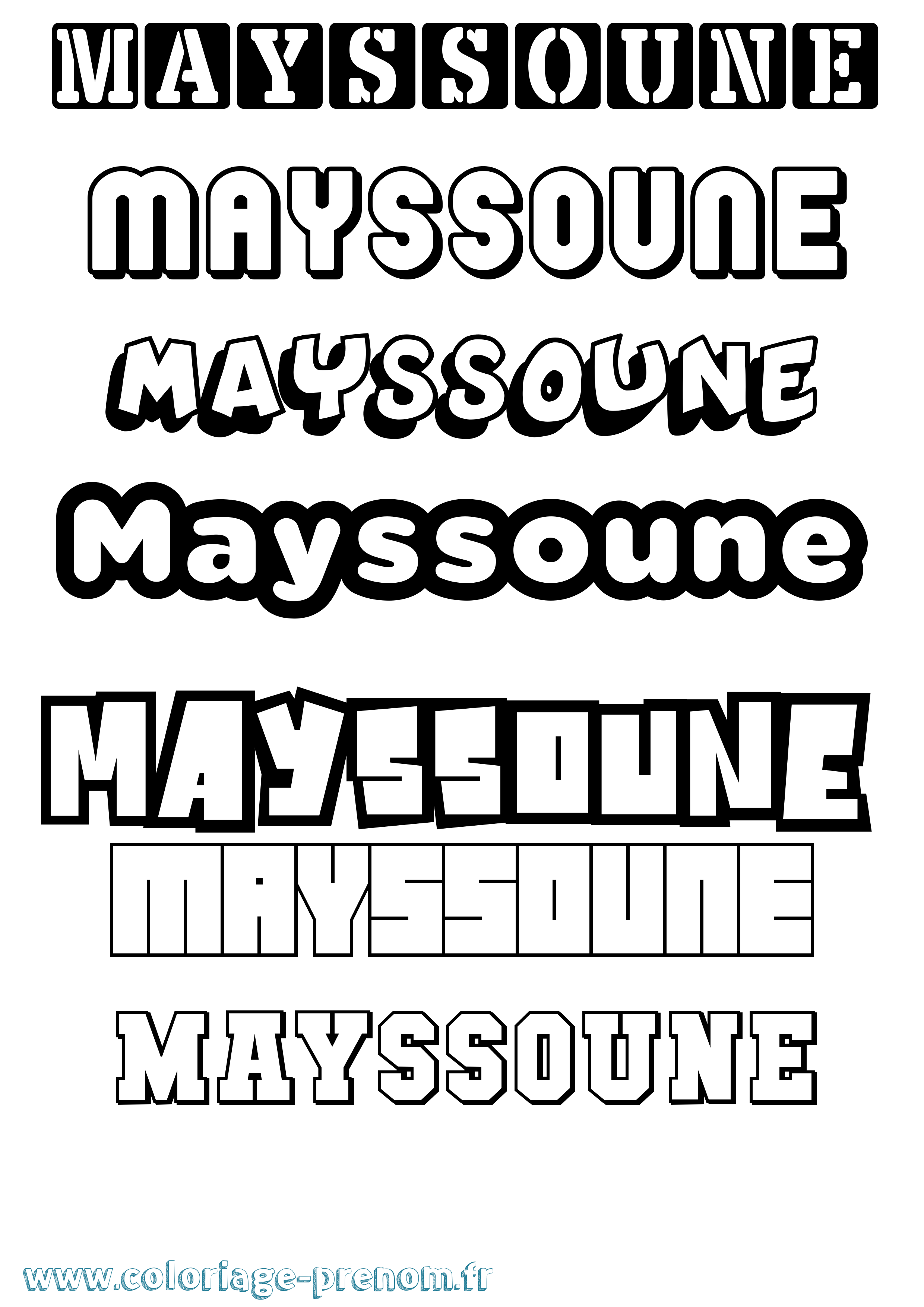 Coloriage prénom Mayssoune Simple