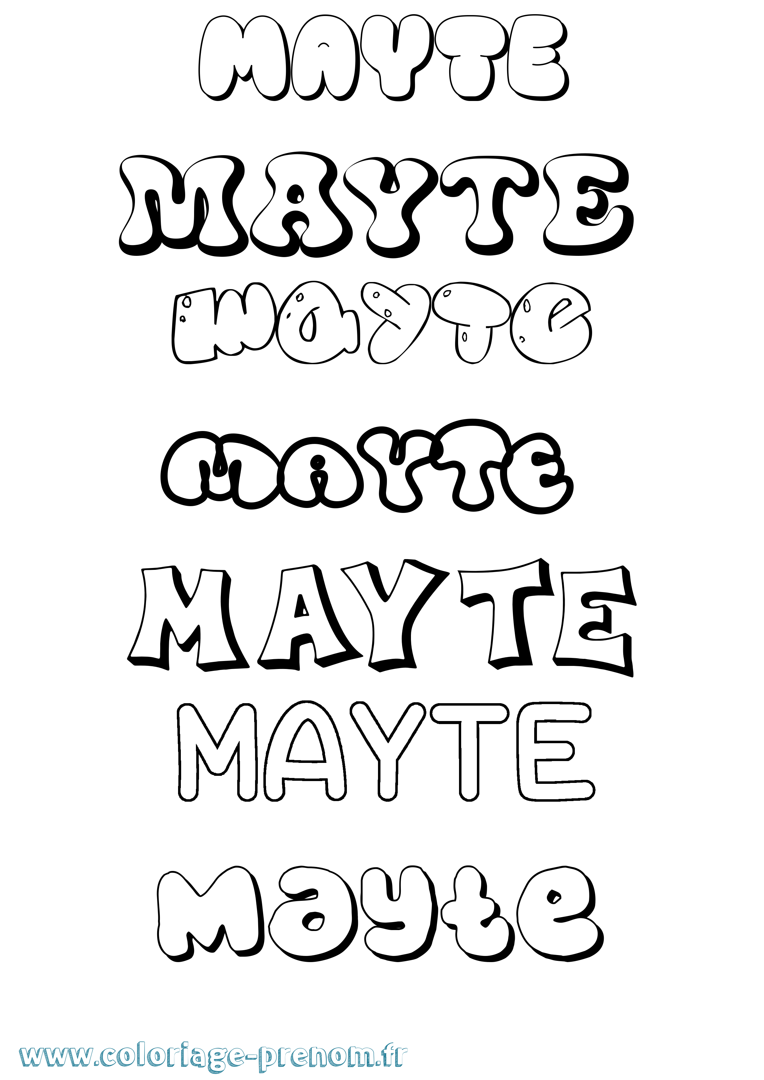 Coloriage prénom Mayte Bubble