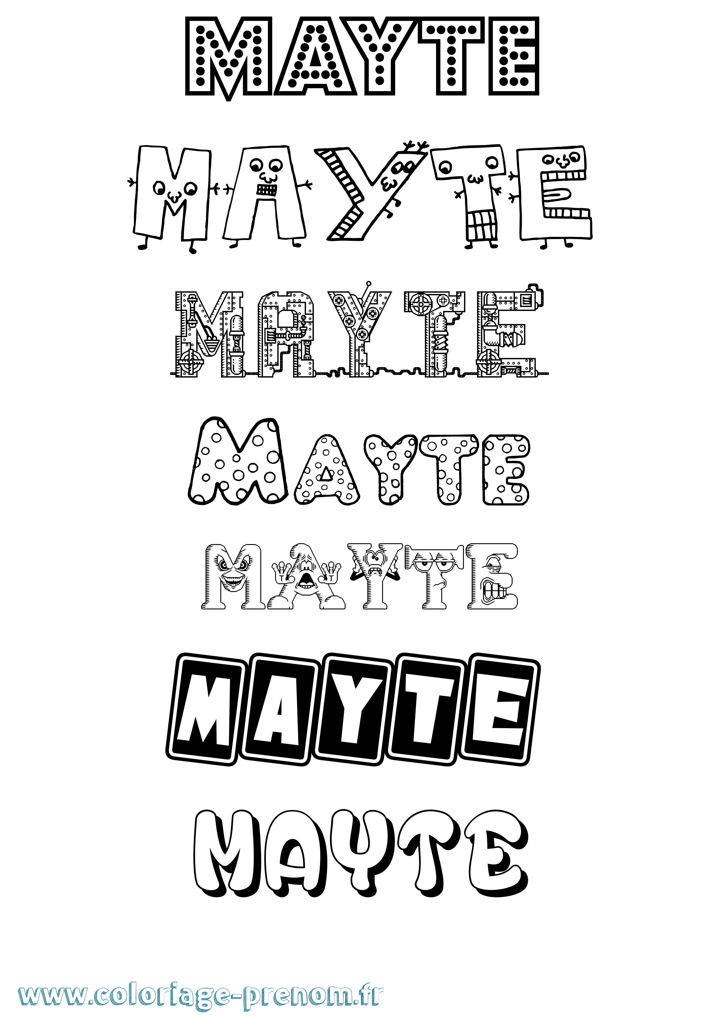 Coloriage prénom Mayte Fun