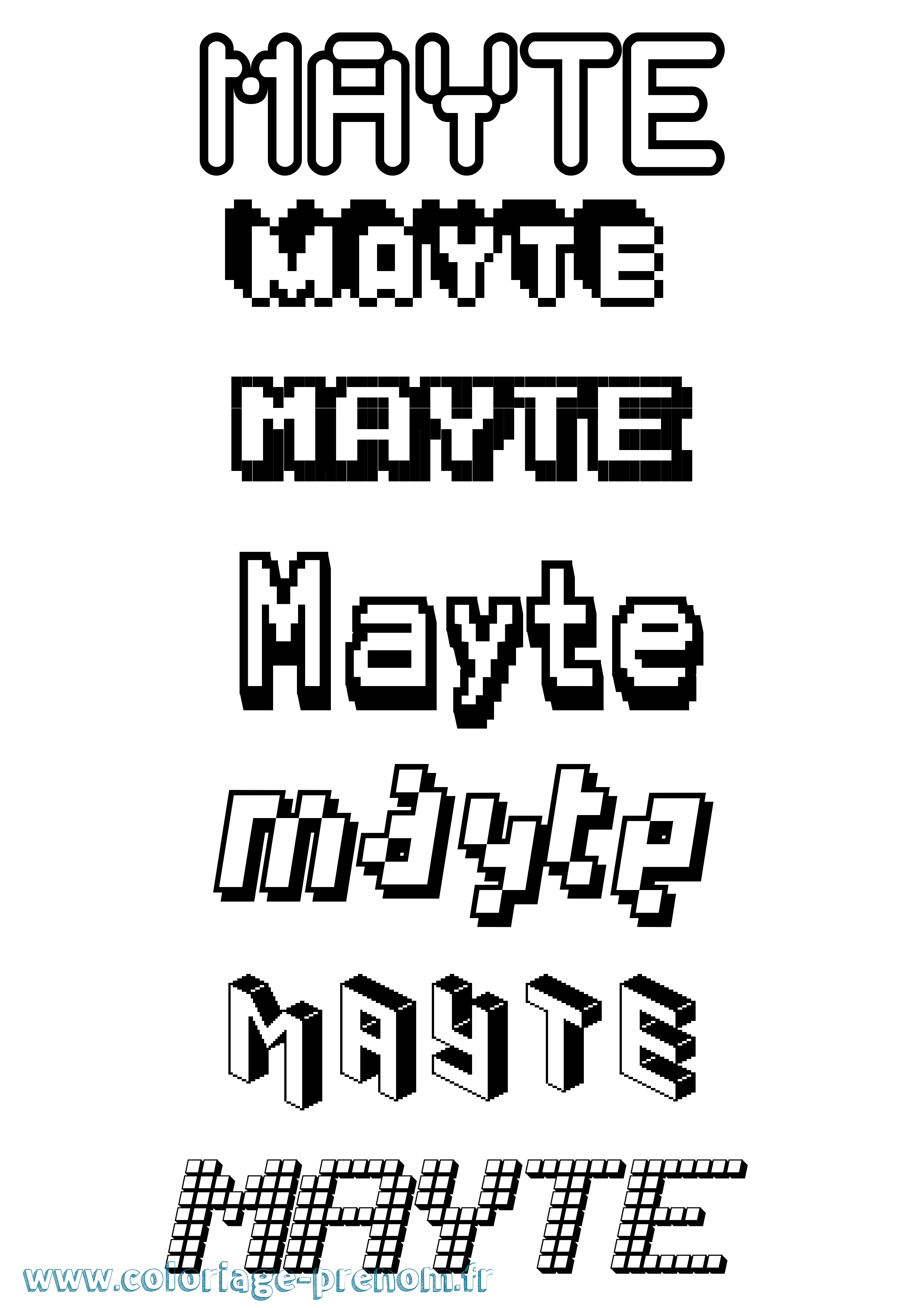 Coloriage prénom Mayte Pixel