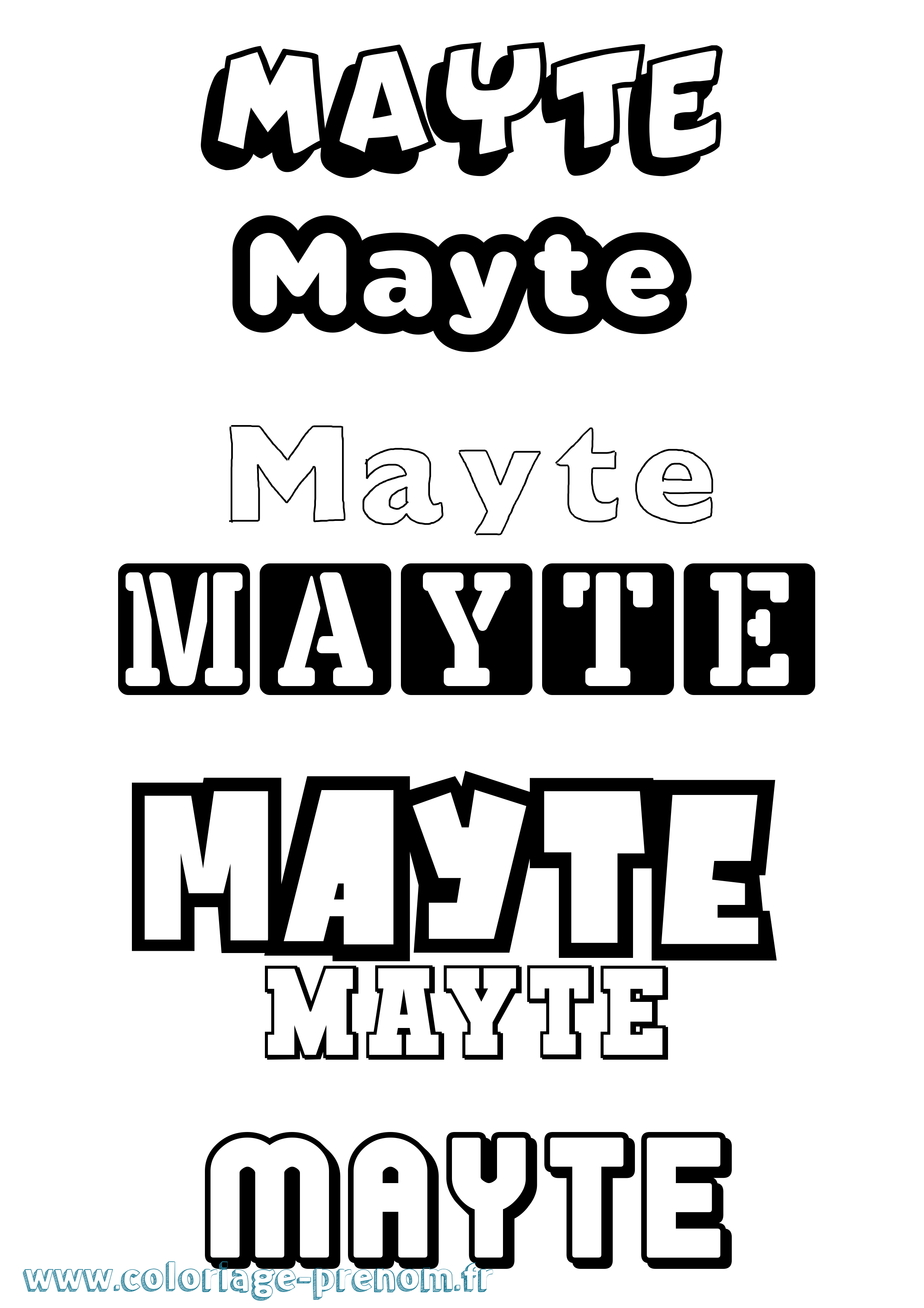 Coloriage prénom Mayte Simple